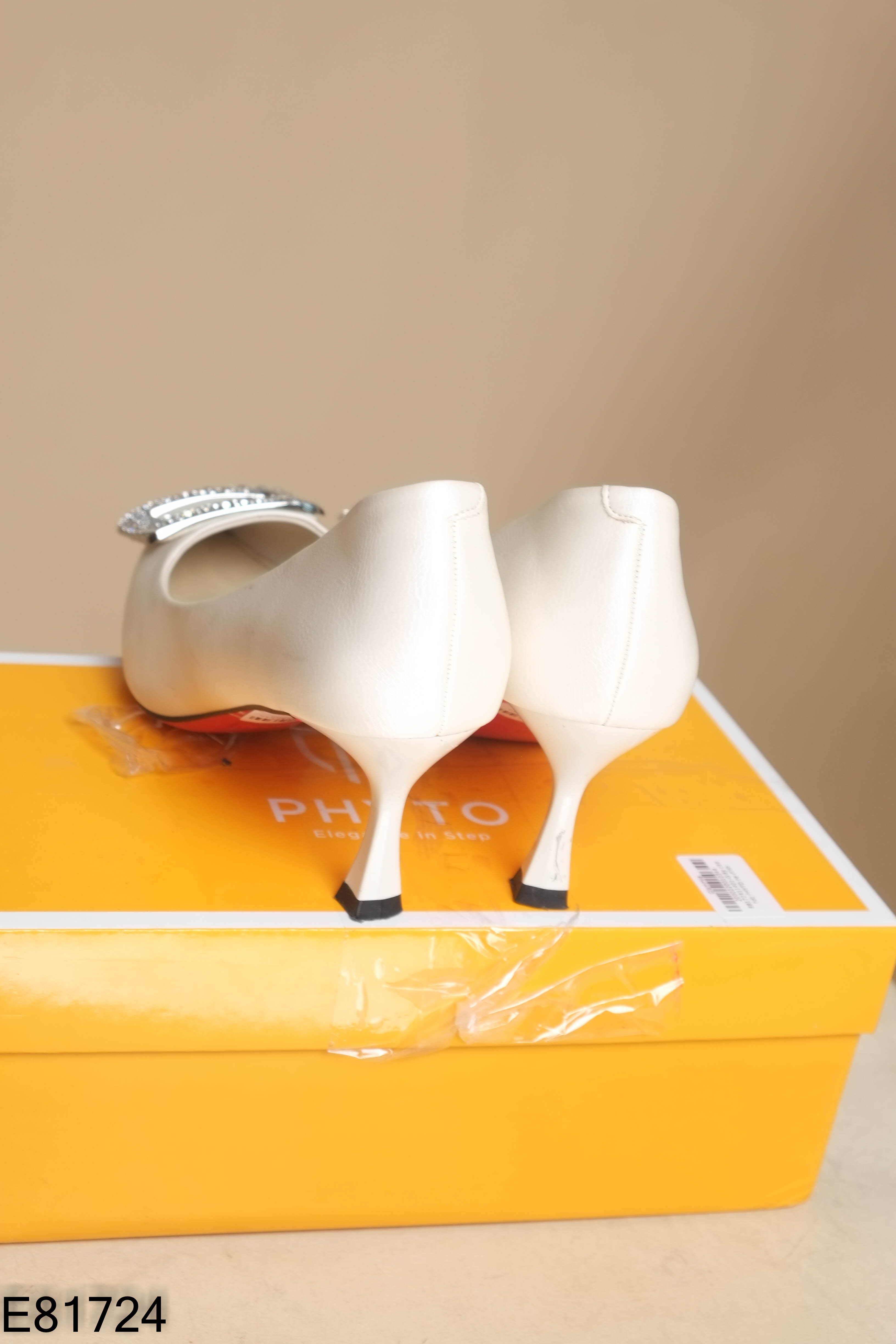Giày cao hót PHYTO be đính đá