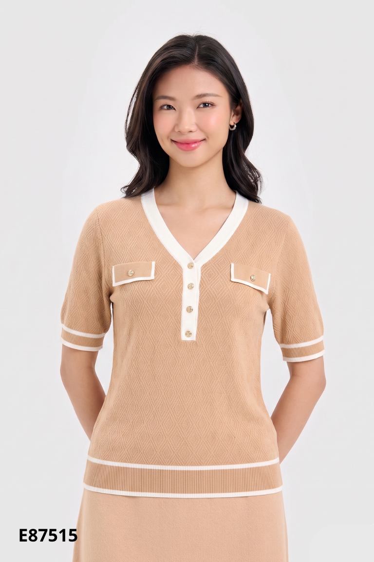 Áo len mongtoghi nâu viền be