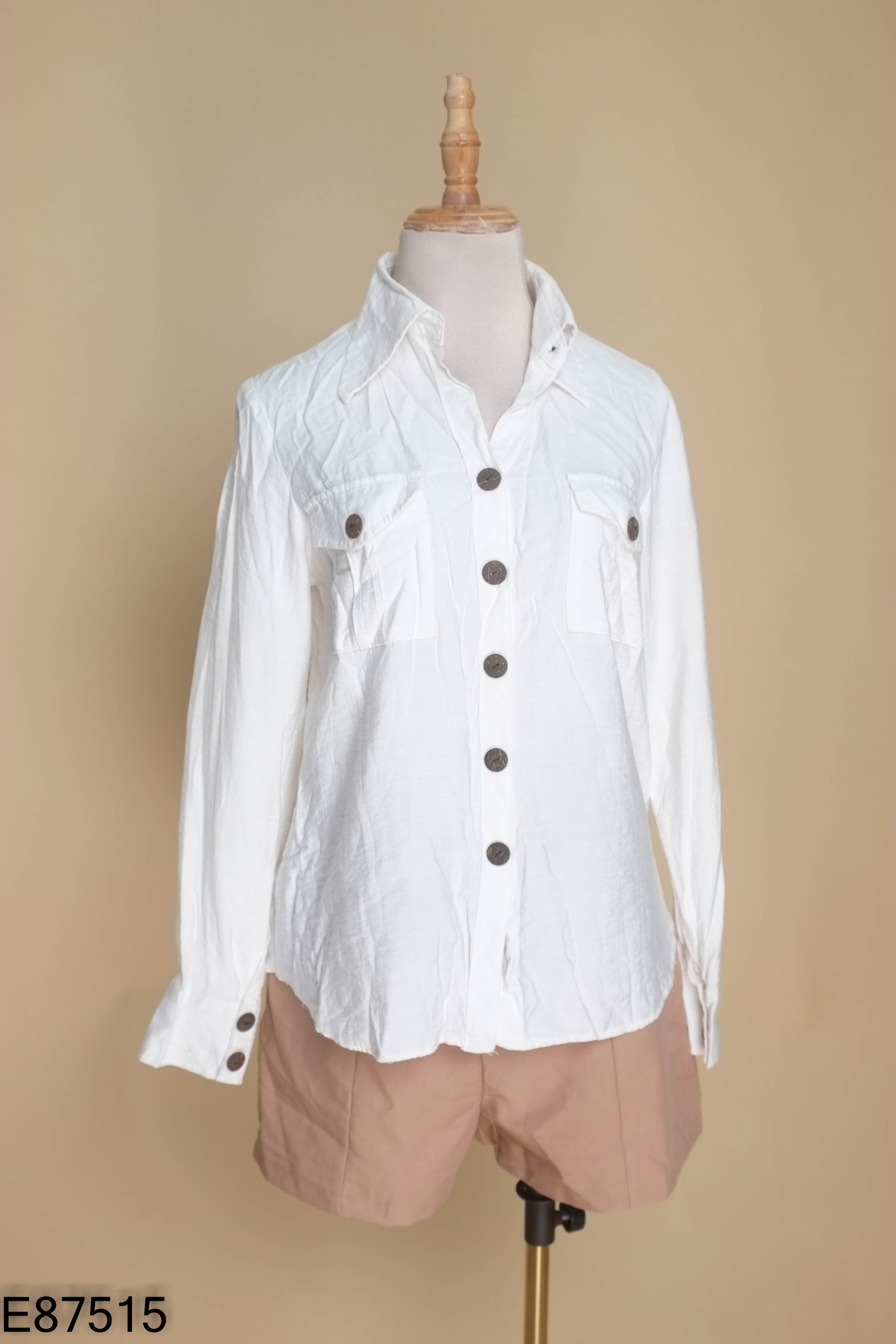 Set Áo sơ mi đũi trắng + quần shorts