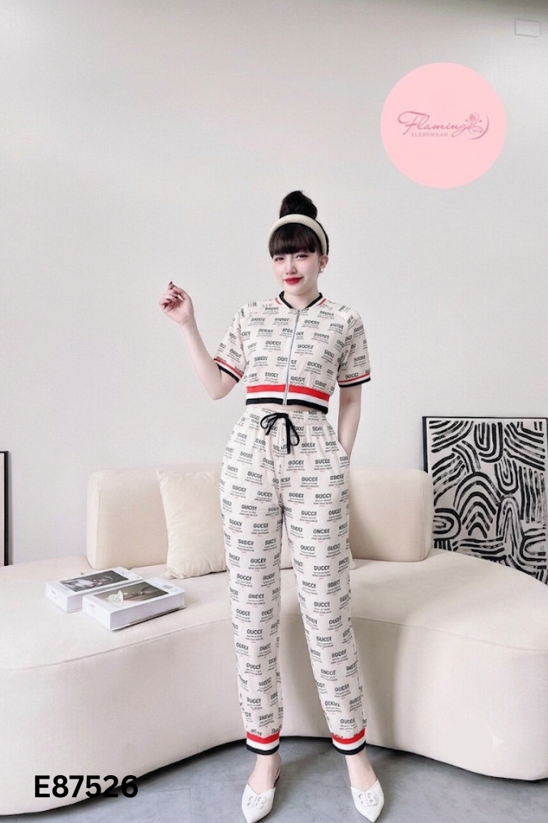 Set Áo be chữ kéo khóa + quần dài
