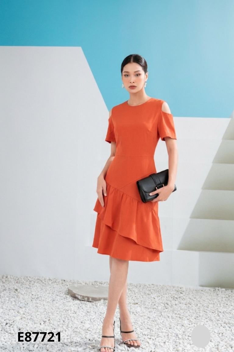 Váy nâu cam ELA DRESS đuôi cá