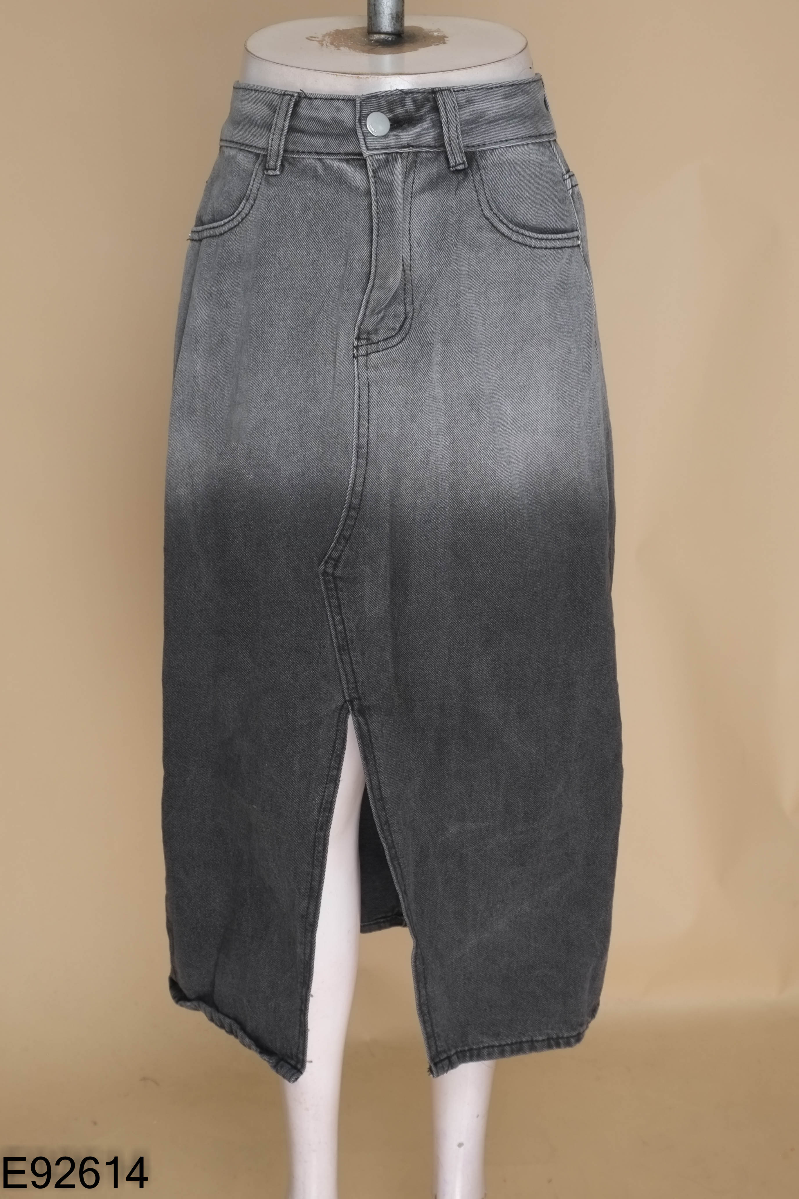 Chân váy jeans xám dài