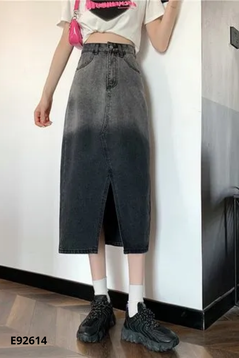 Chân váy jeans xám dài