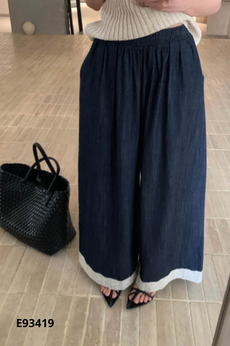 Quần jeans xanh ren ống