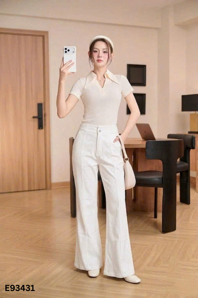 Quần dài CCHAT trắng trơn