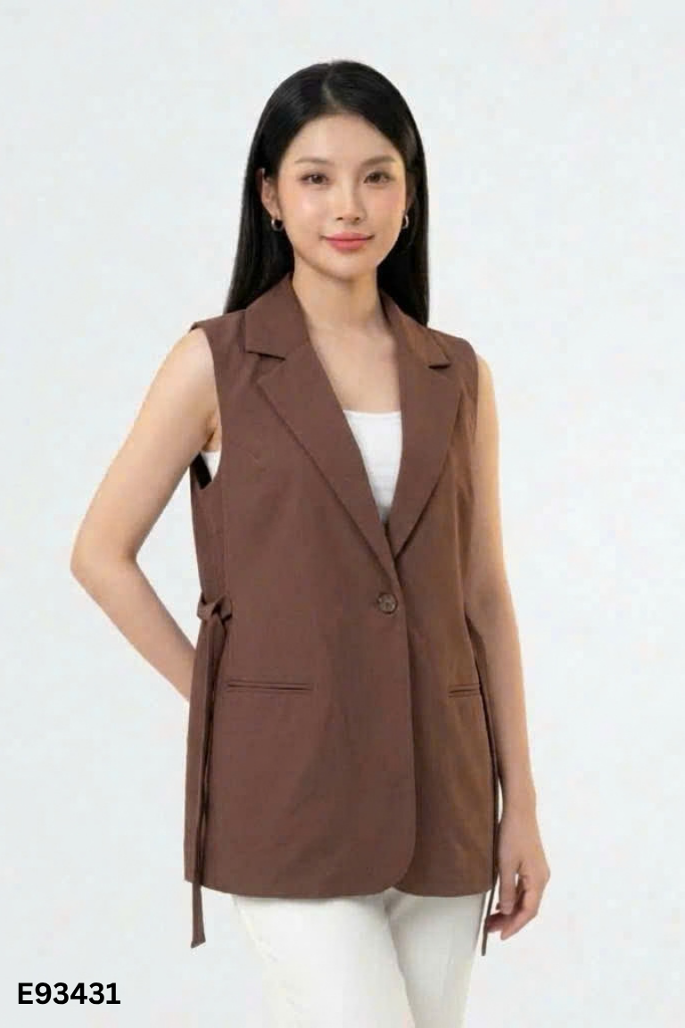 Áo khoác vest CCHAT sát nách nâu trơn