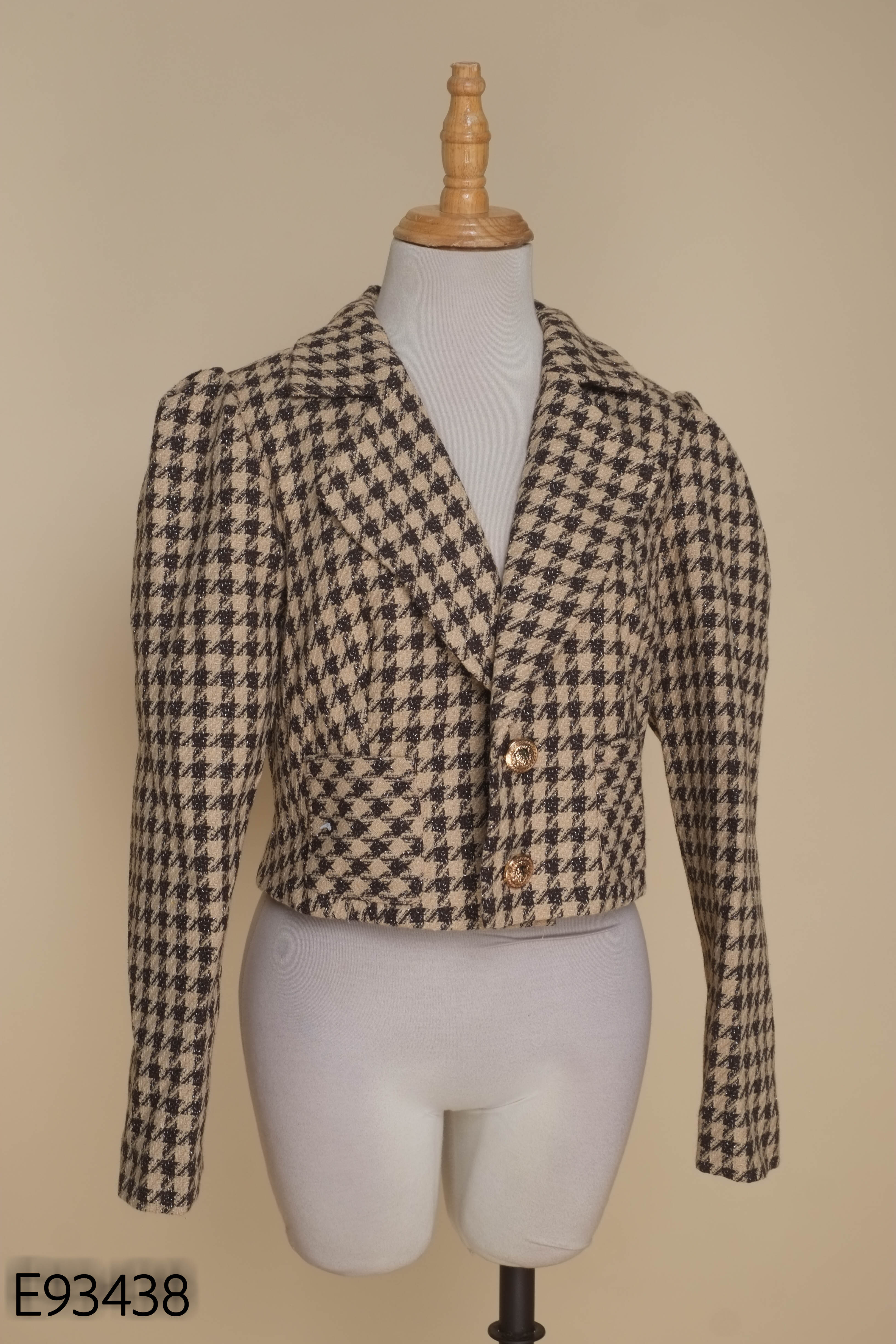 NEWTAG MYWAY áo dạ tweed nâu họa tiết
