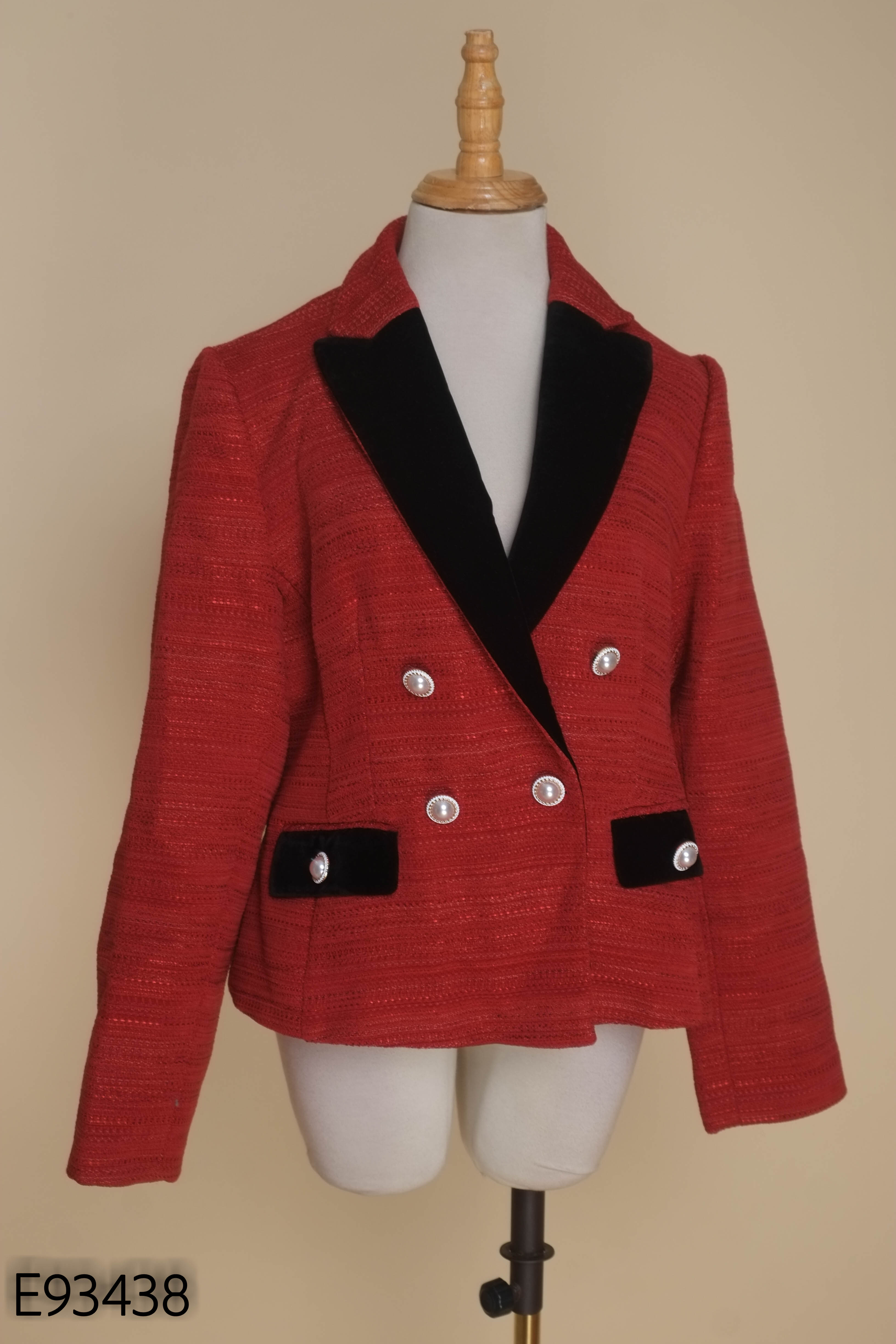 Áo dạ tweed đỏ MYWAY cúc ngọc