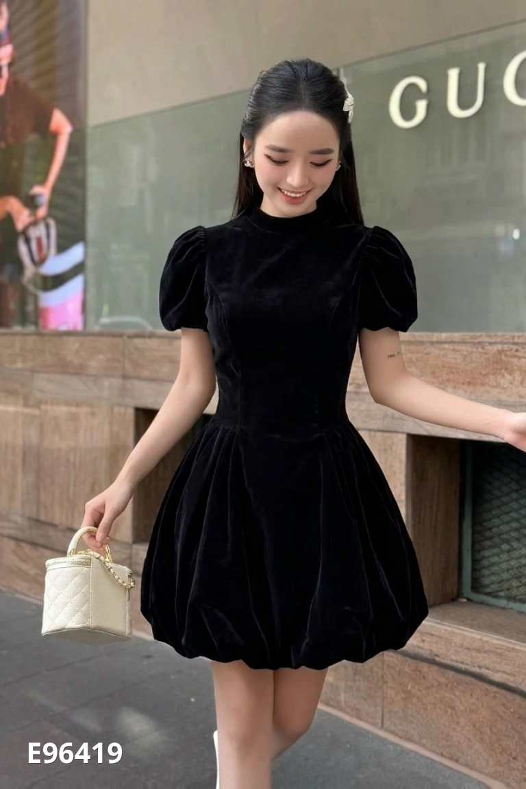 Váy nhung đen HAIHA.CO dáng bí