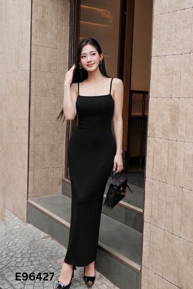 Váy hai dây KIM ANH BUI đen trơn