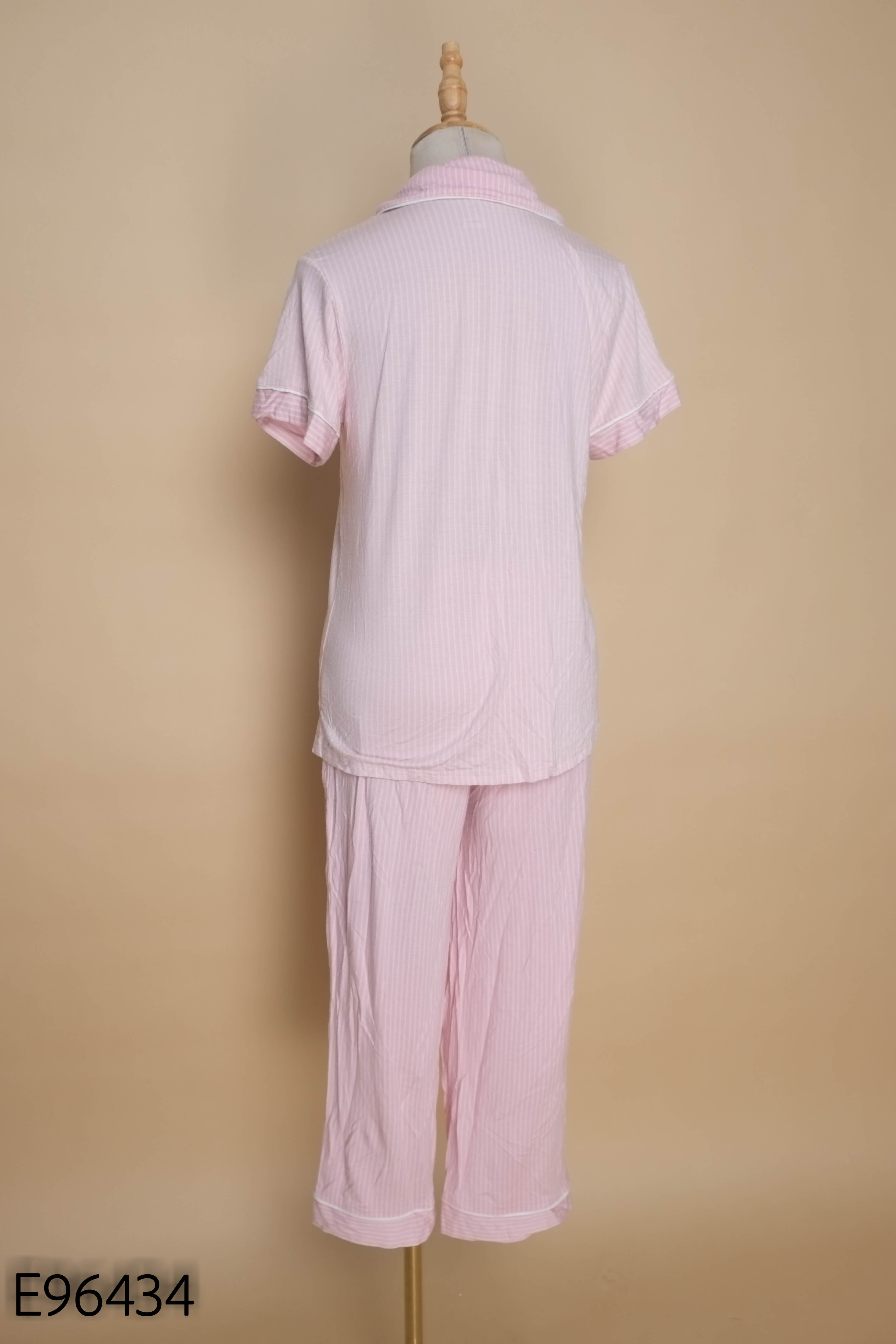 Set bộ ngủ hồng kẻ+quần dài