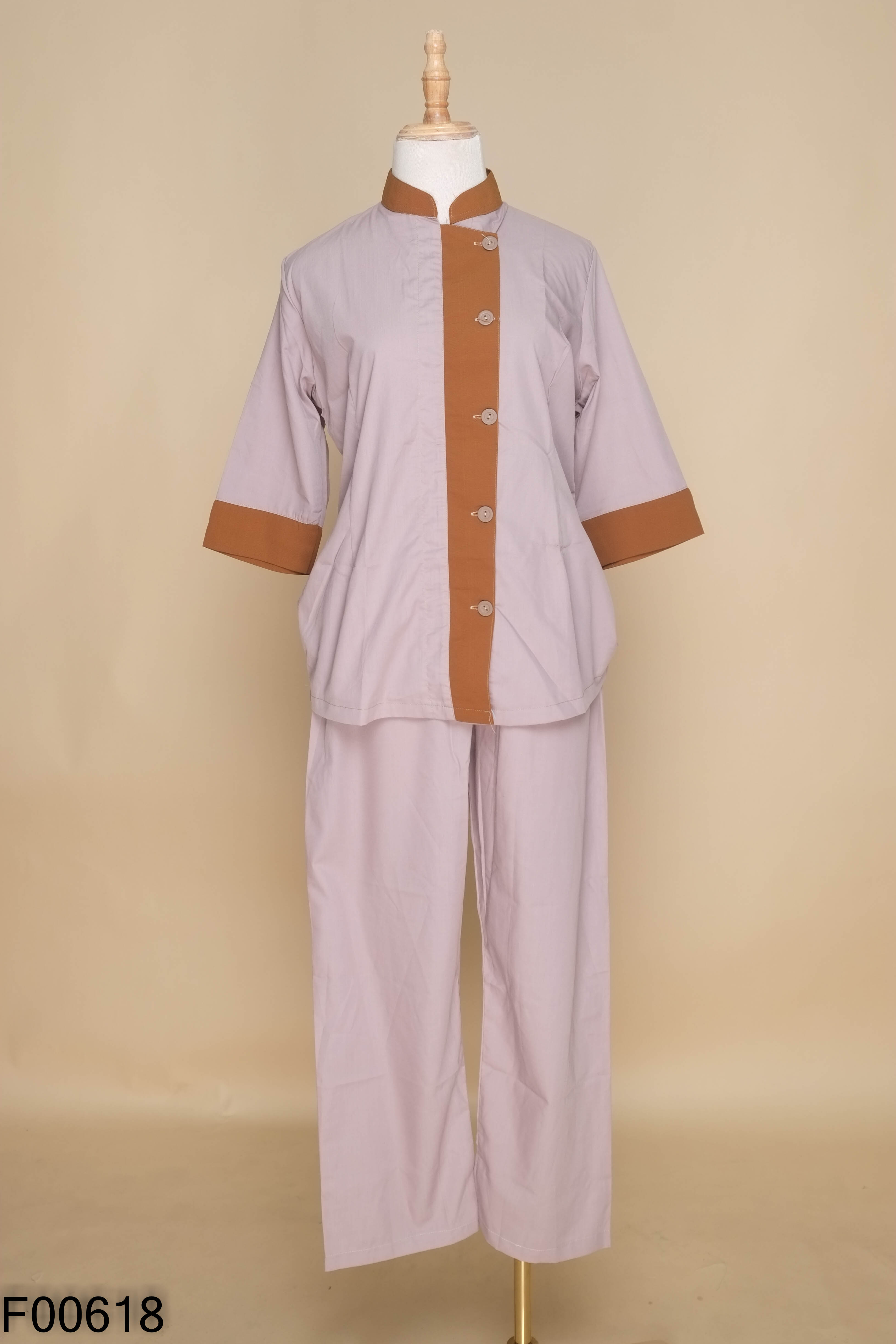 Set Áo lam xám phối nâu + Quần
