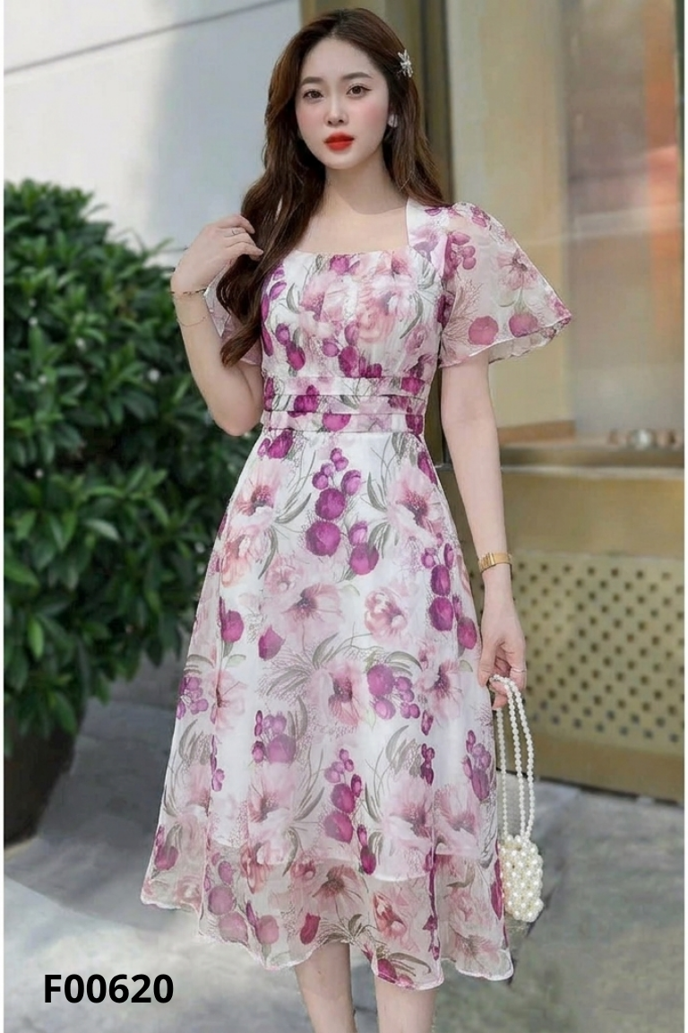 Váy MYDU hồng hoa tím