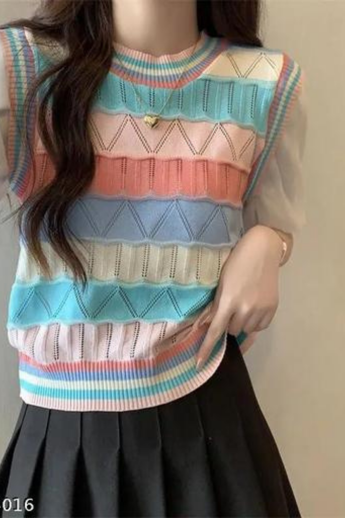 Áo len sắc màu tay bồng