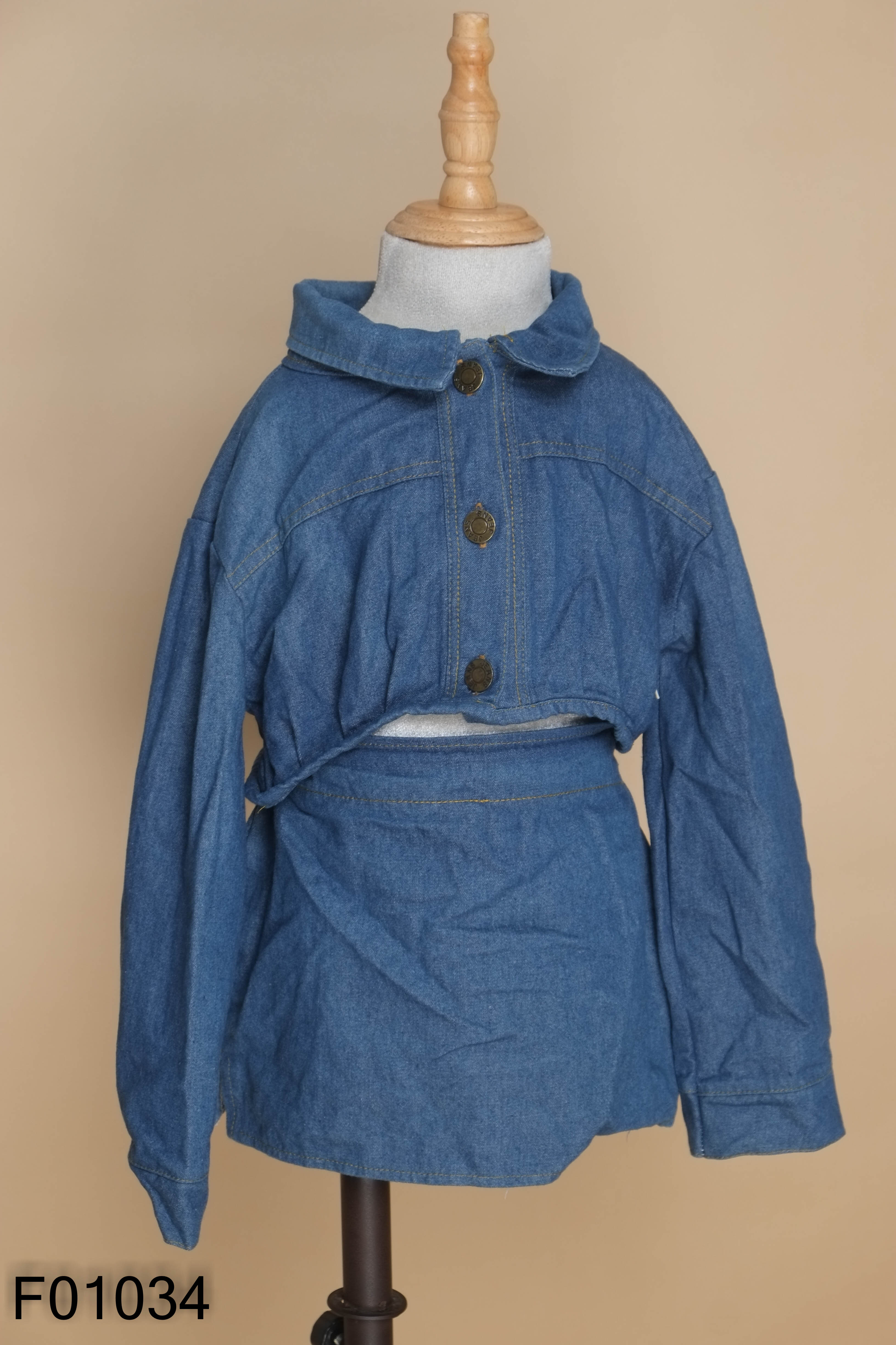 Set Áo jean xanh croptop + Chân váy KIDS