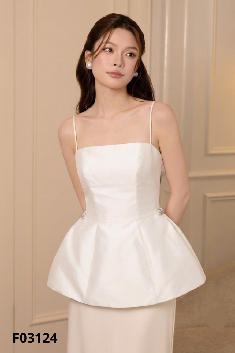Áo SEEME taffa trắng đính đá\