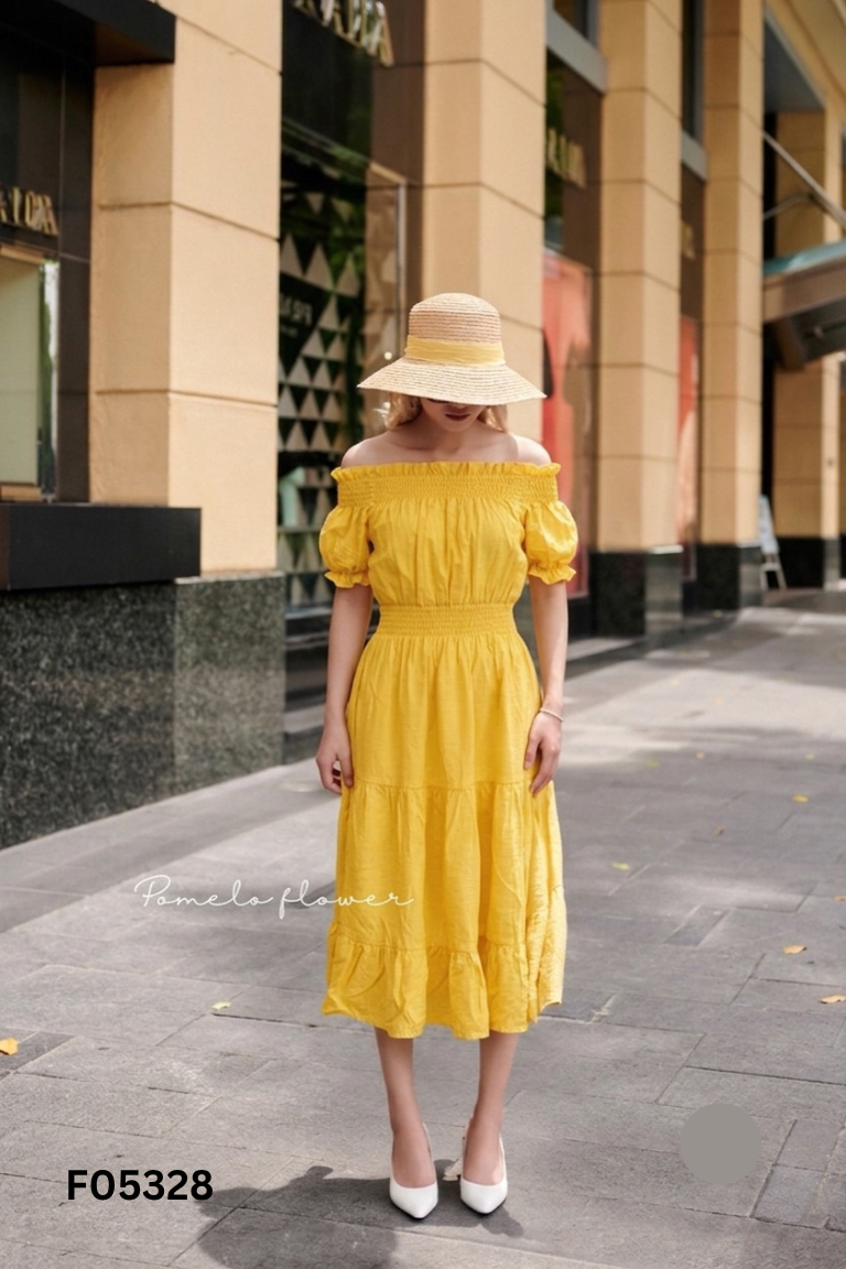 Váy trễ vai đũi vàng