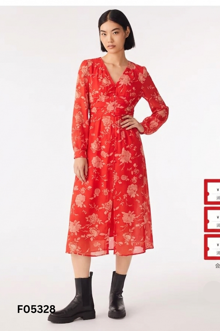 Váy voan MIN DESIGN đỏ hoa