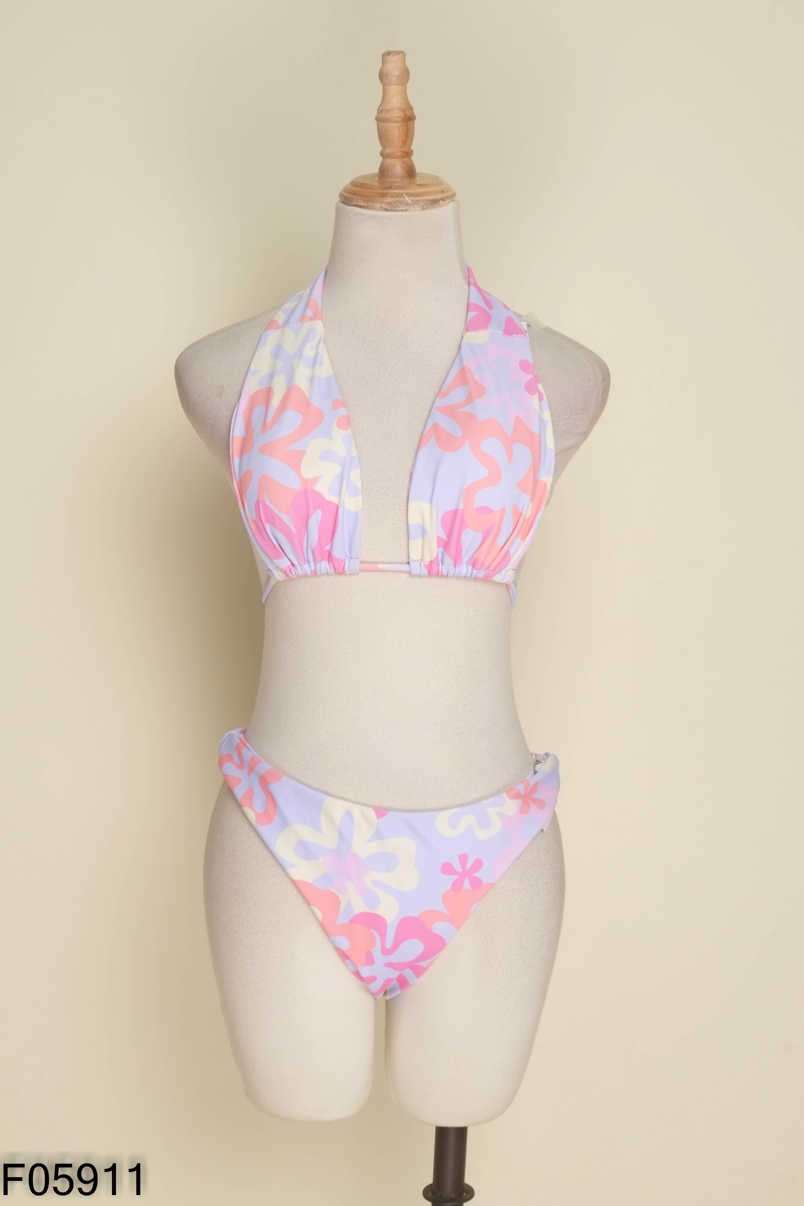 Set bikini tím họa tiết hoa