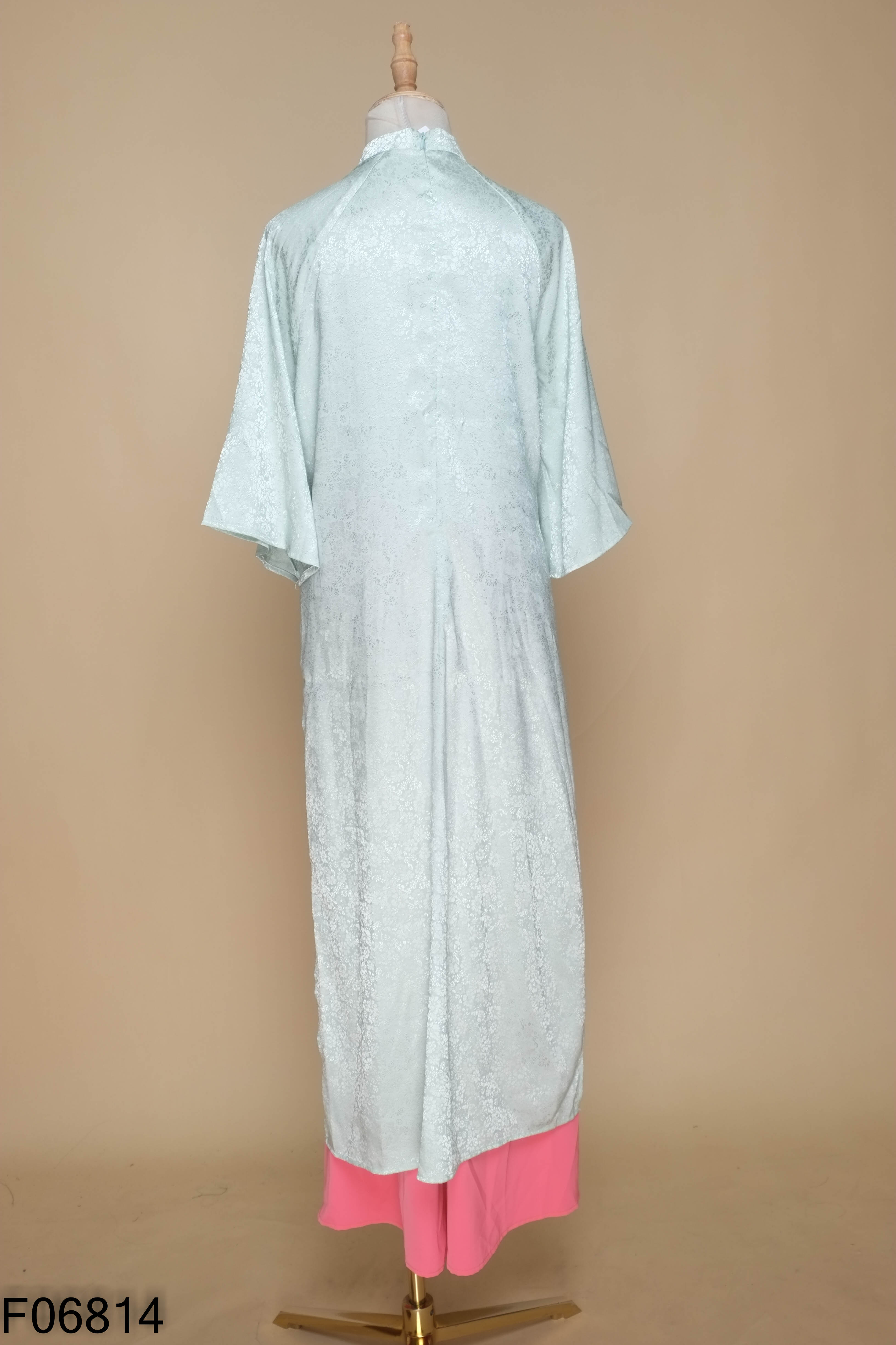Set Áo dài xanh PLAIN WASH hoa + quần hồng