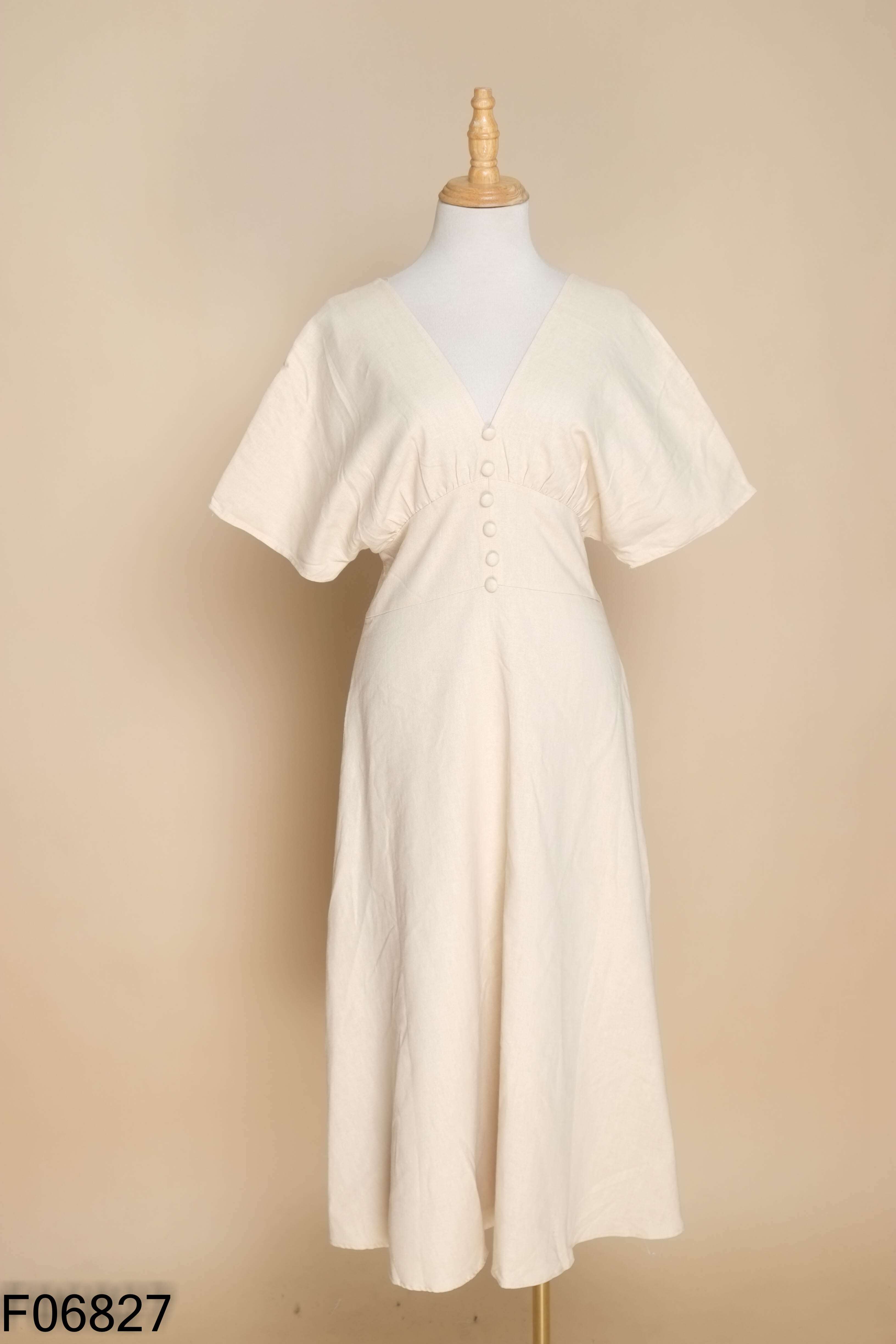 Váy LIIN linen be cổ V