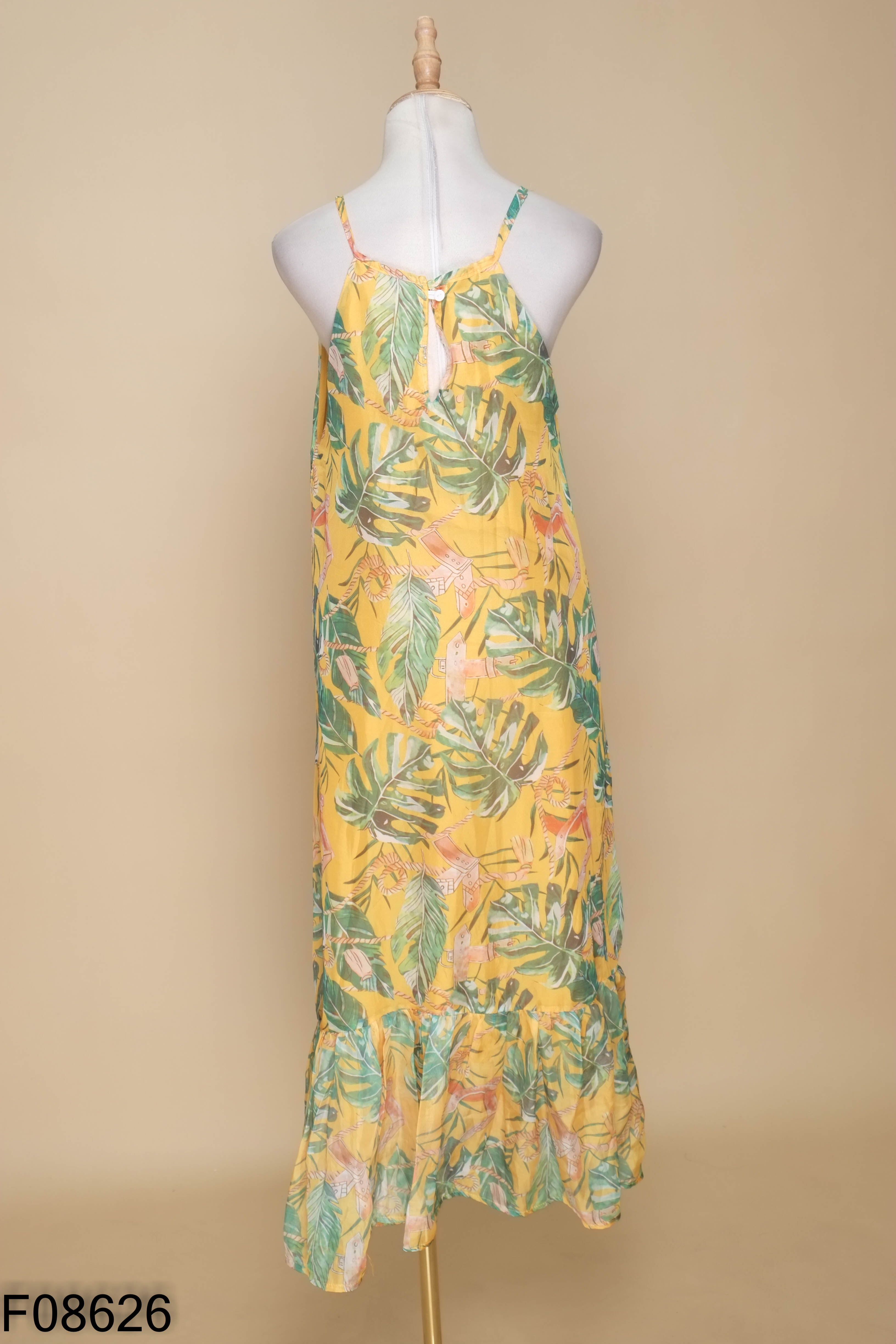 Váy vàng ANN TAYLOR cổ yếm hoa