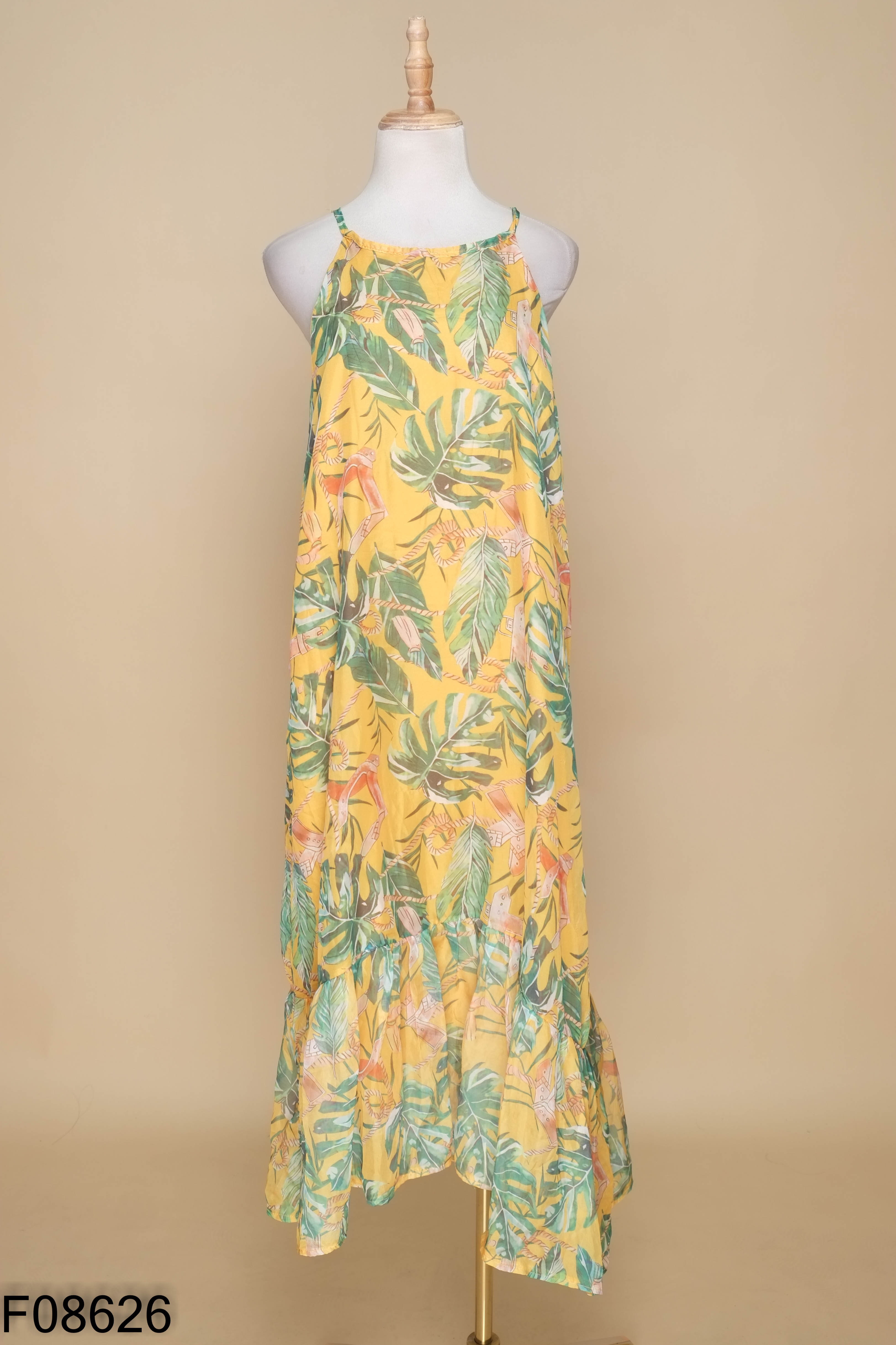 Váy vàng ANN TAYLOR cổ yếm hoa