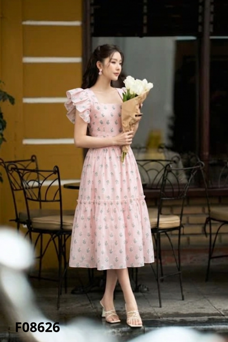 Váy voan hồng RB DESIGN hoa