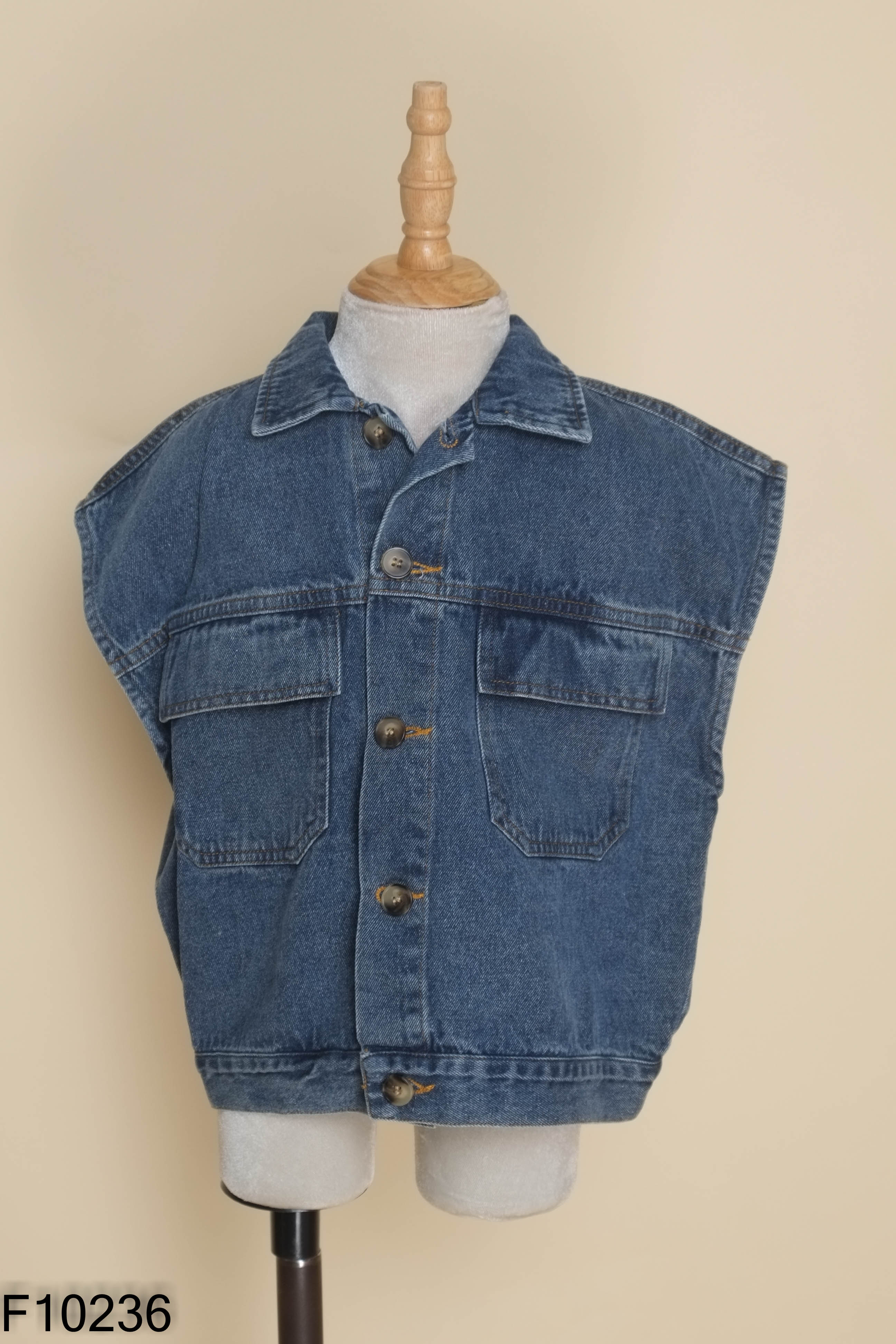 Áo gile jeans xanh KIDS