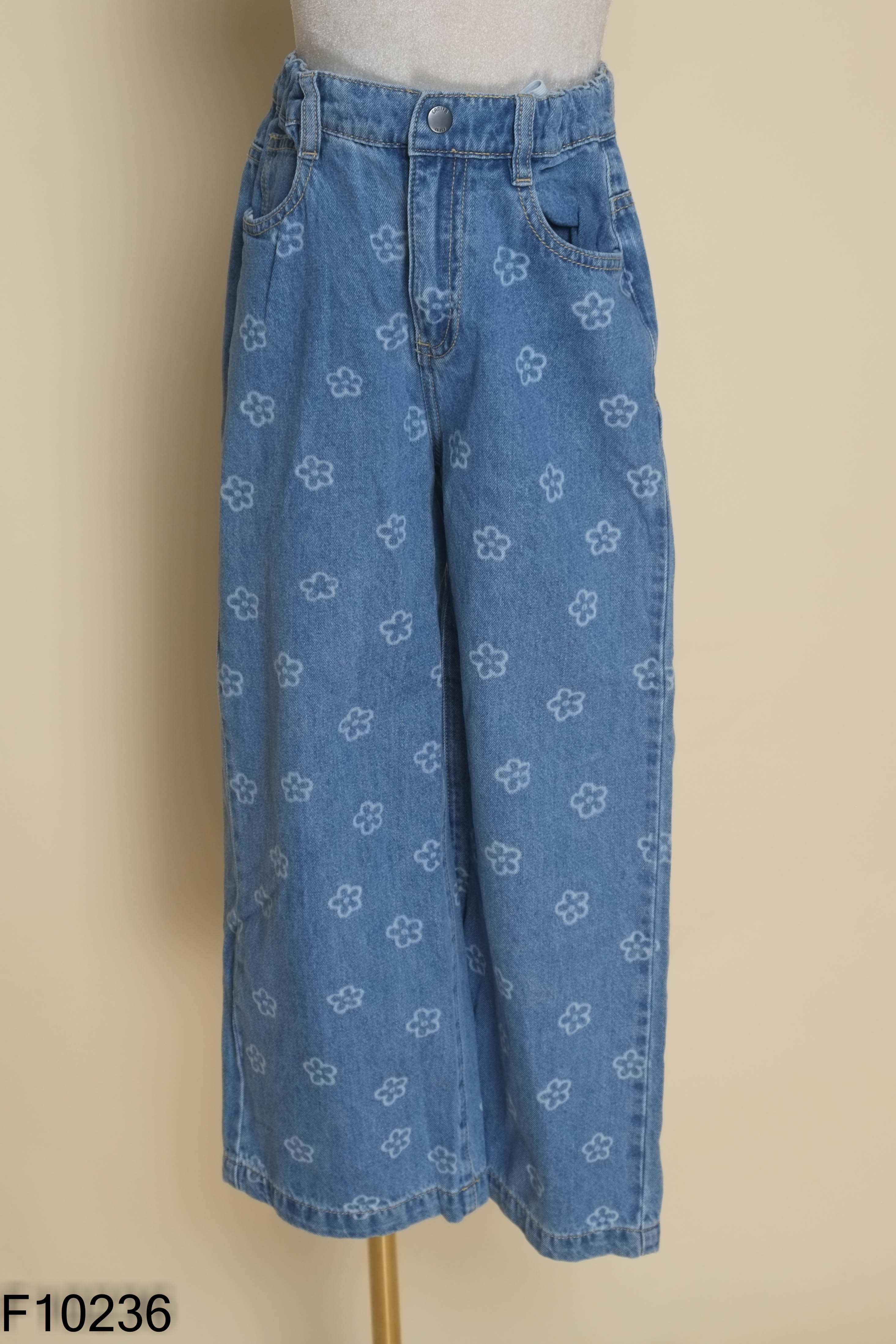 Quần jeans CANIFA xanh hoa KIDS