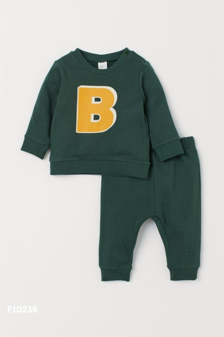 Set Áo nỉ HM xanh chữ + quần KIDS
