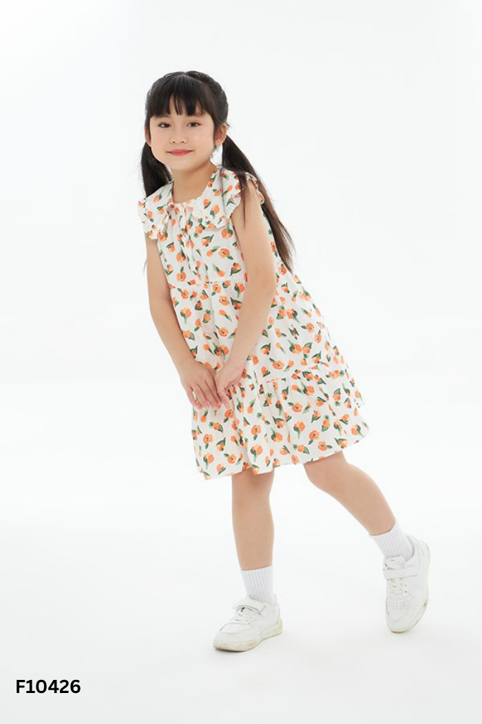 NEWTAG Váy CHIHO nền trắng hoa cam KIDS