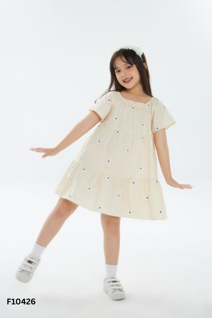 NEWTAG Váy CHIHO be hoa xanh trắng KIDS