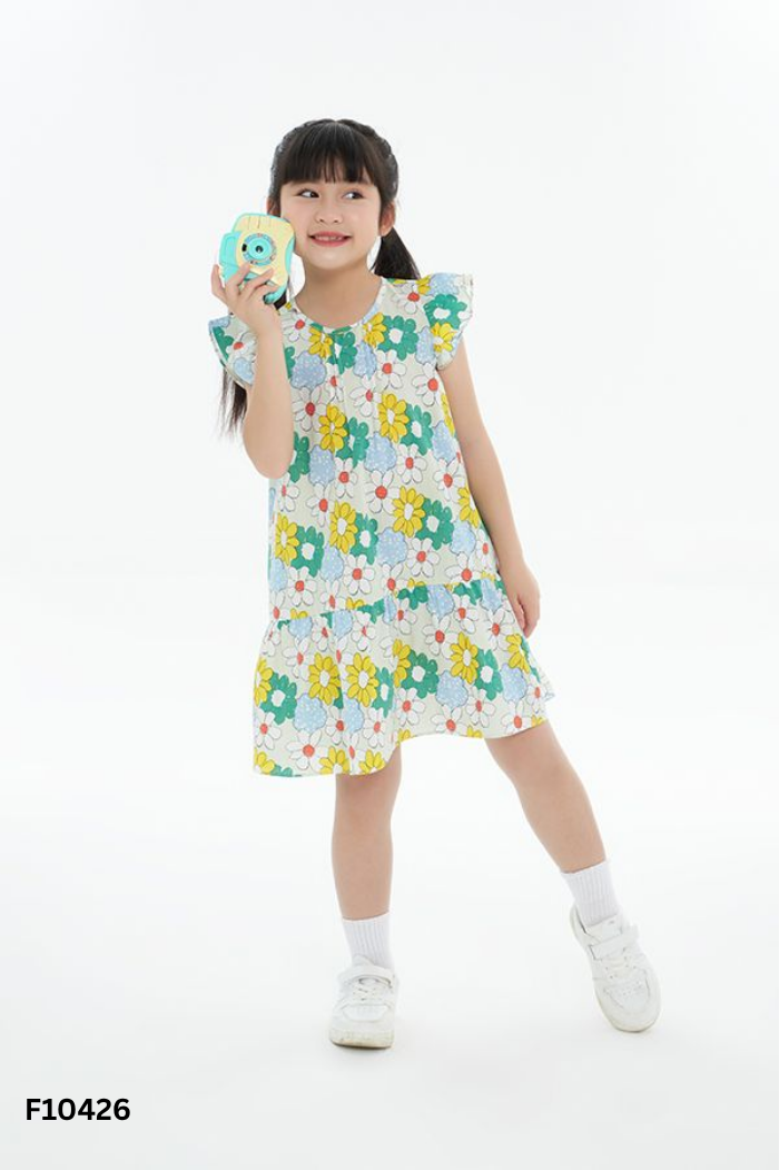 Váy xanh hoa vàng KIDS