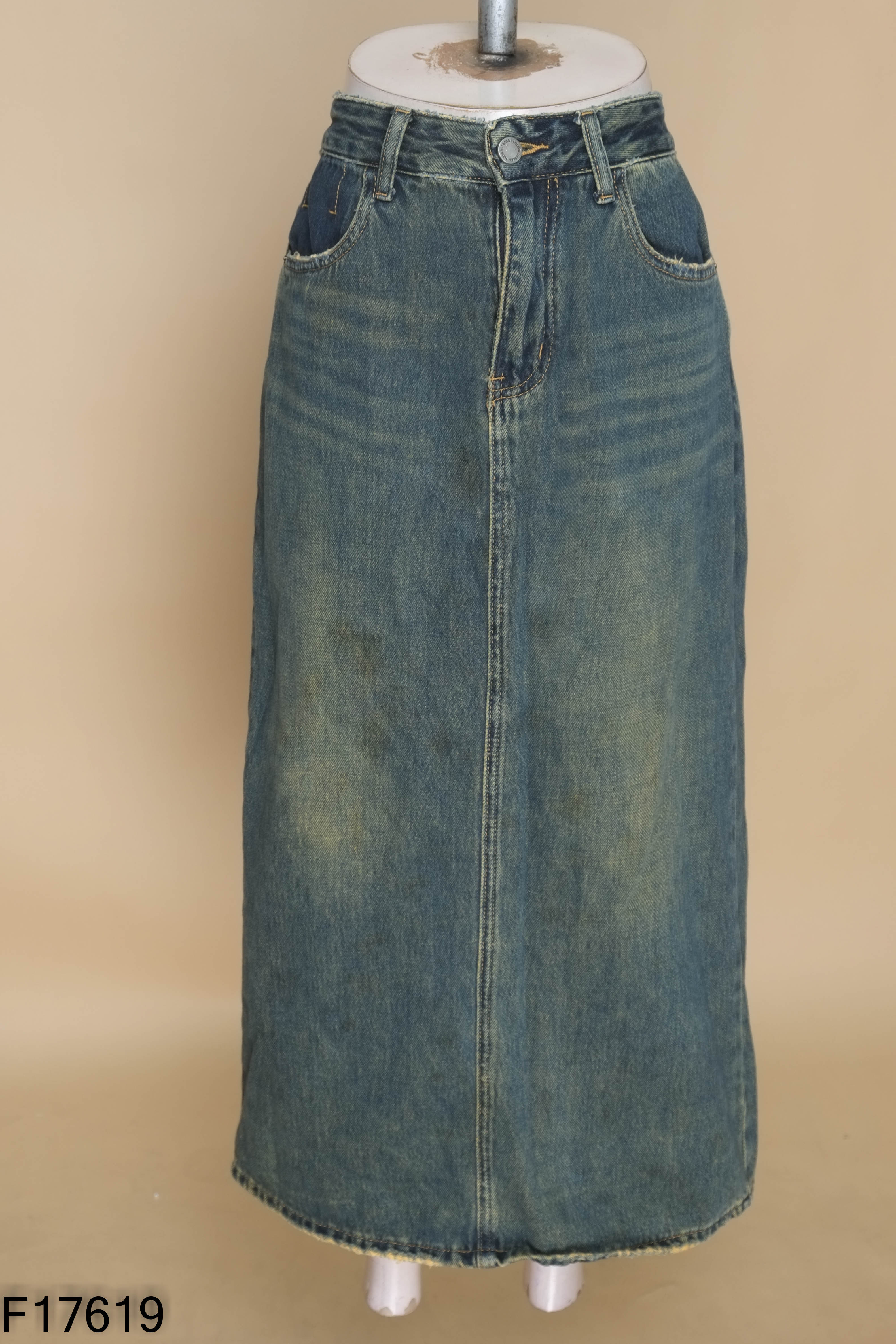Chân váy jeans xanh bạc