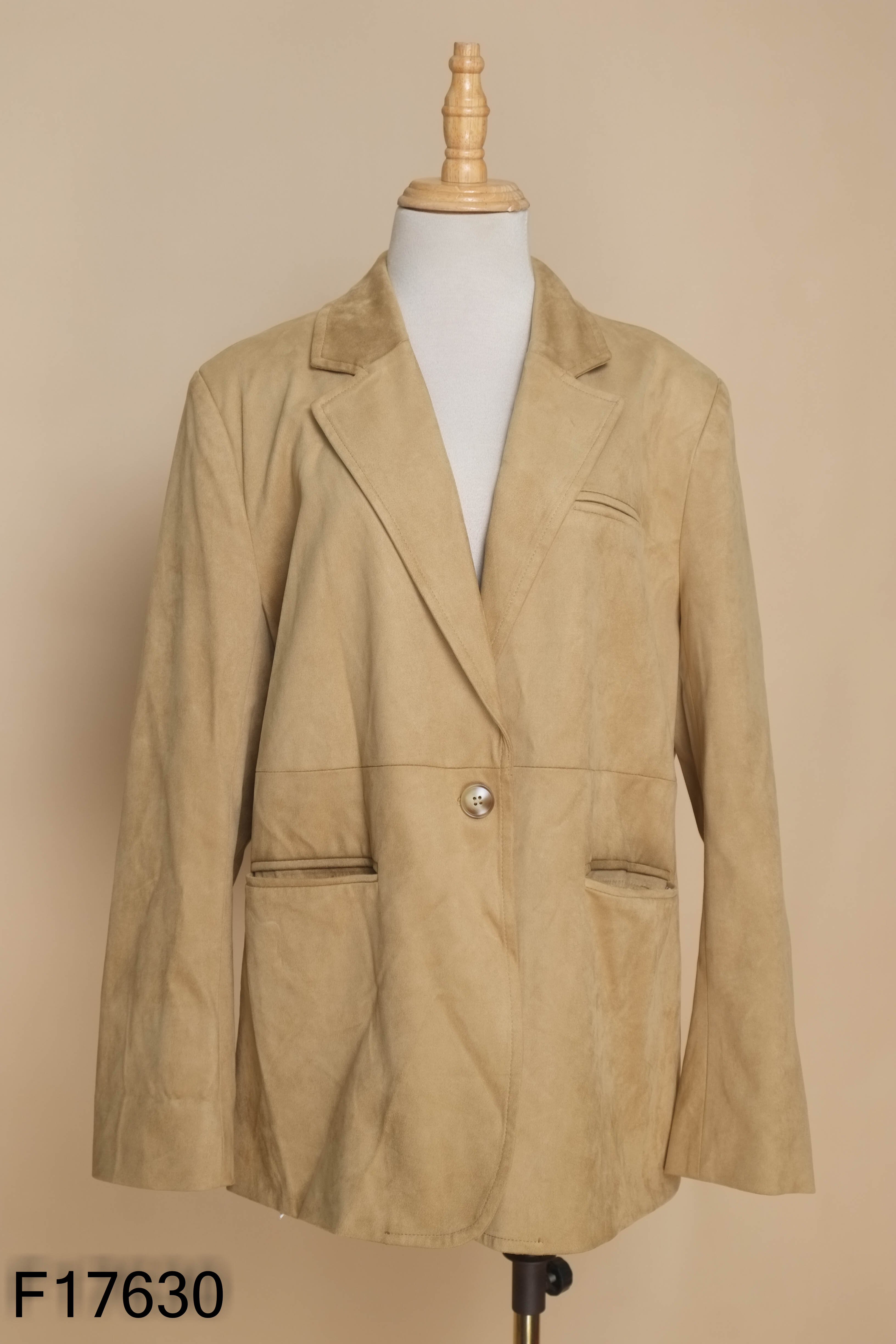 Áo blazer nâu be da lộn