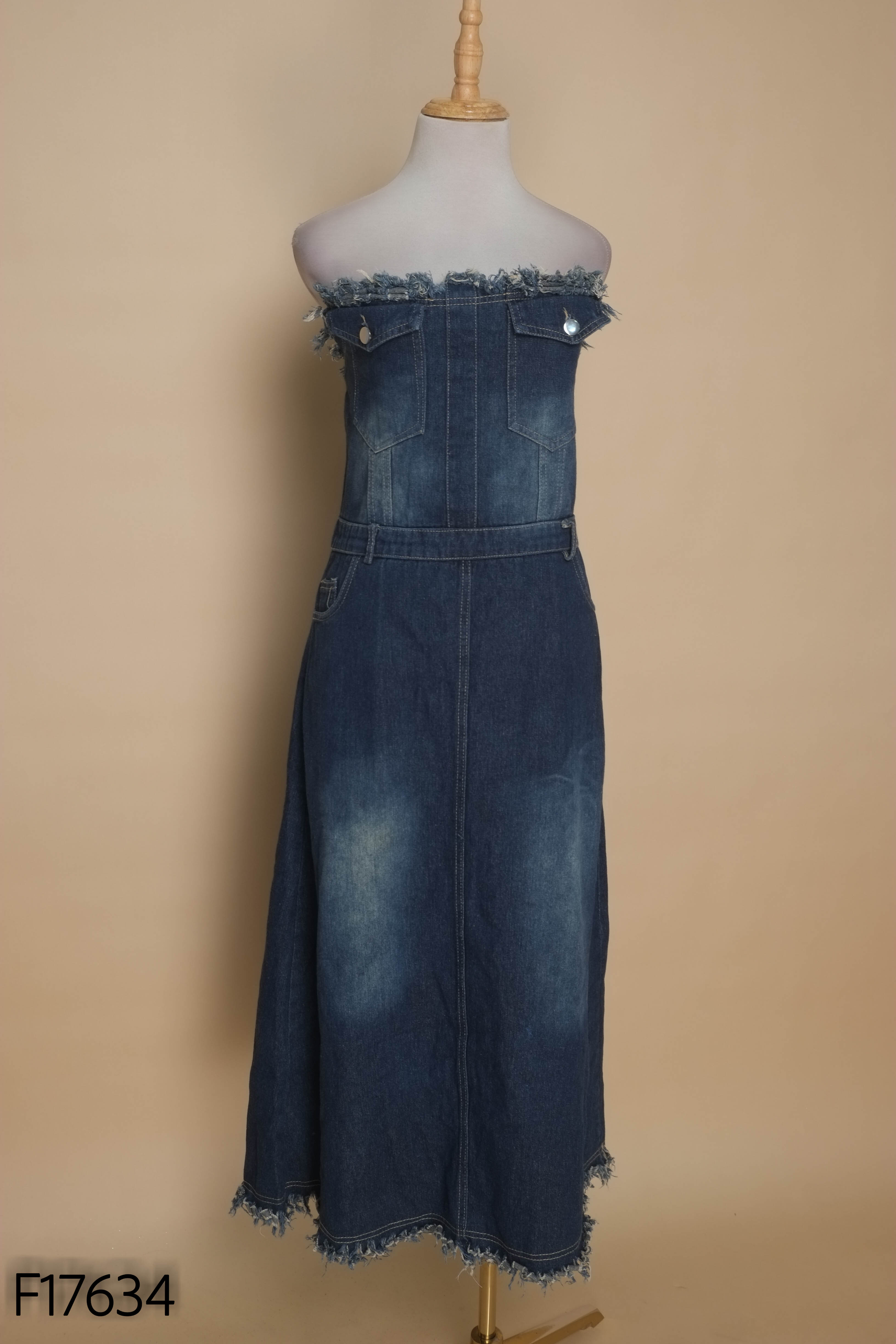 Váy cúp ngực jeans xanh