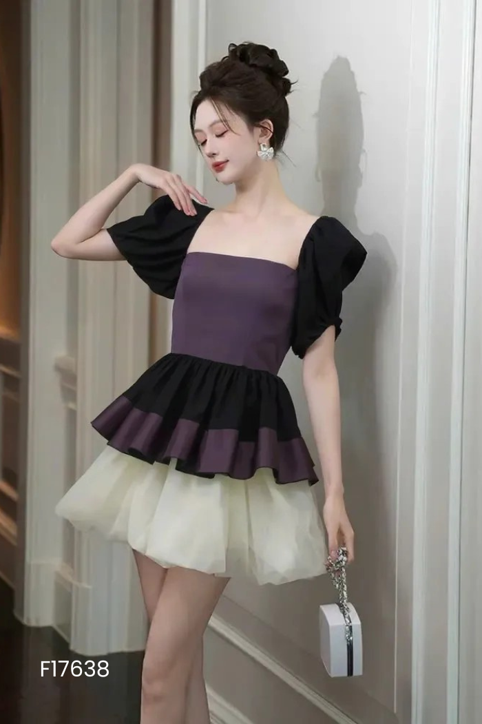 Áo đen phối voan