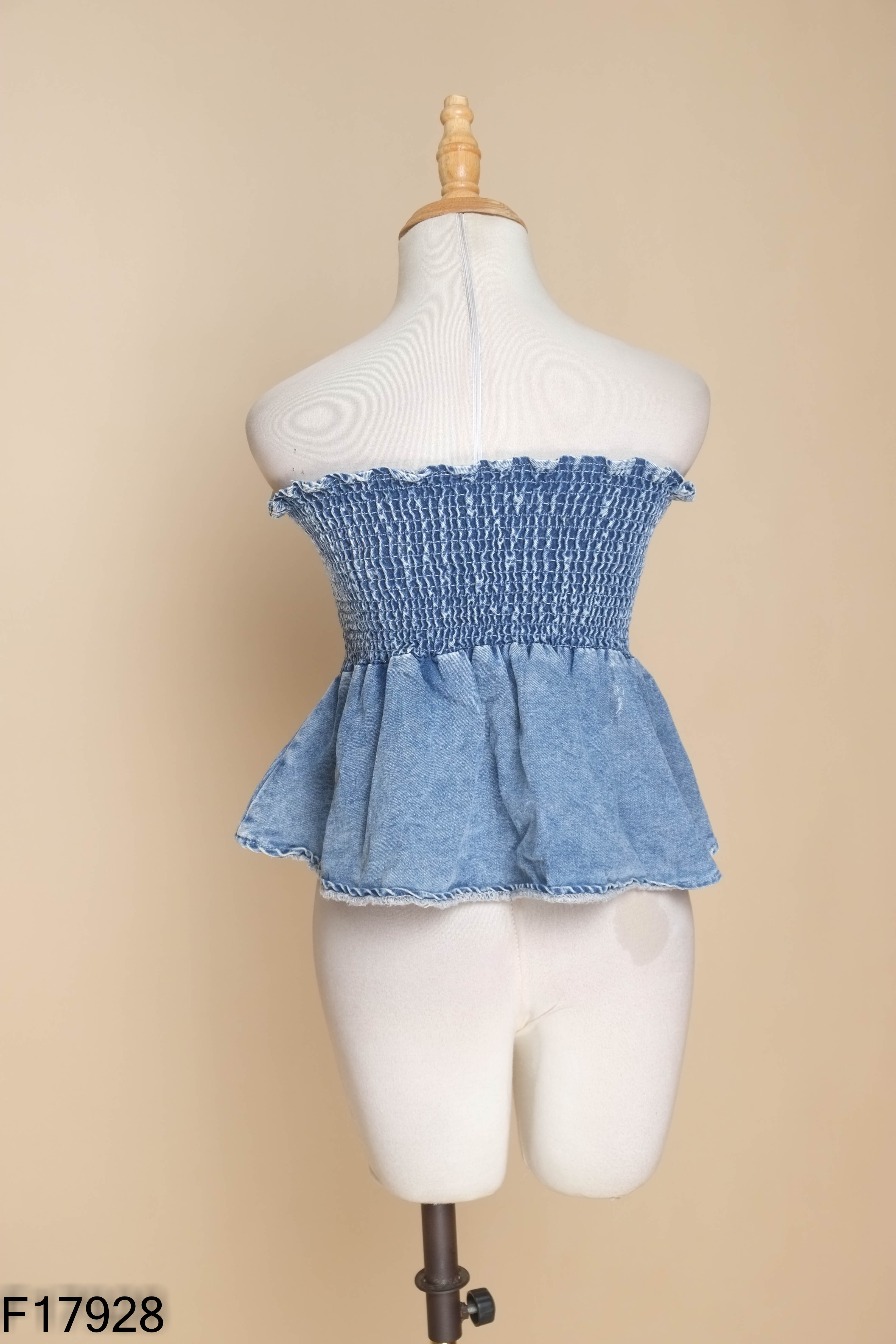 Áo quây jeans xanh trơn