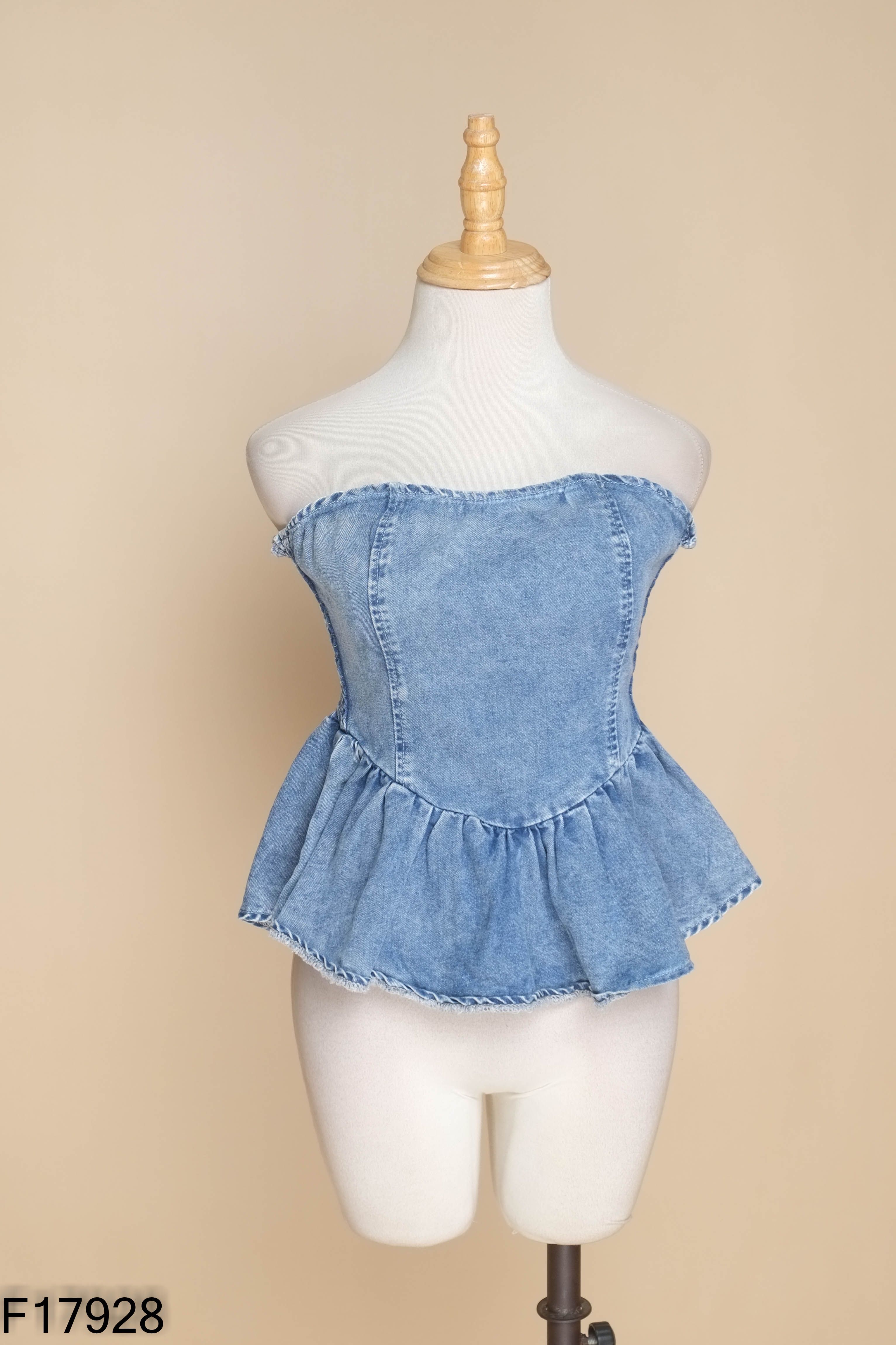 Áo quây jeans xanh trơn