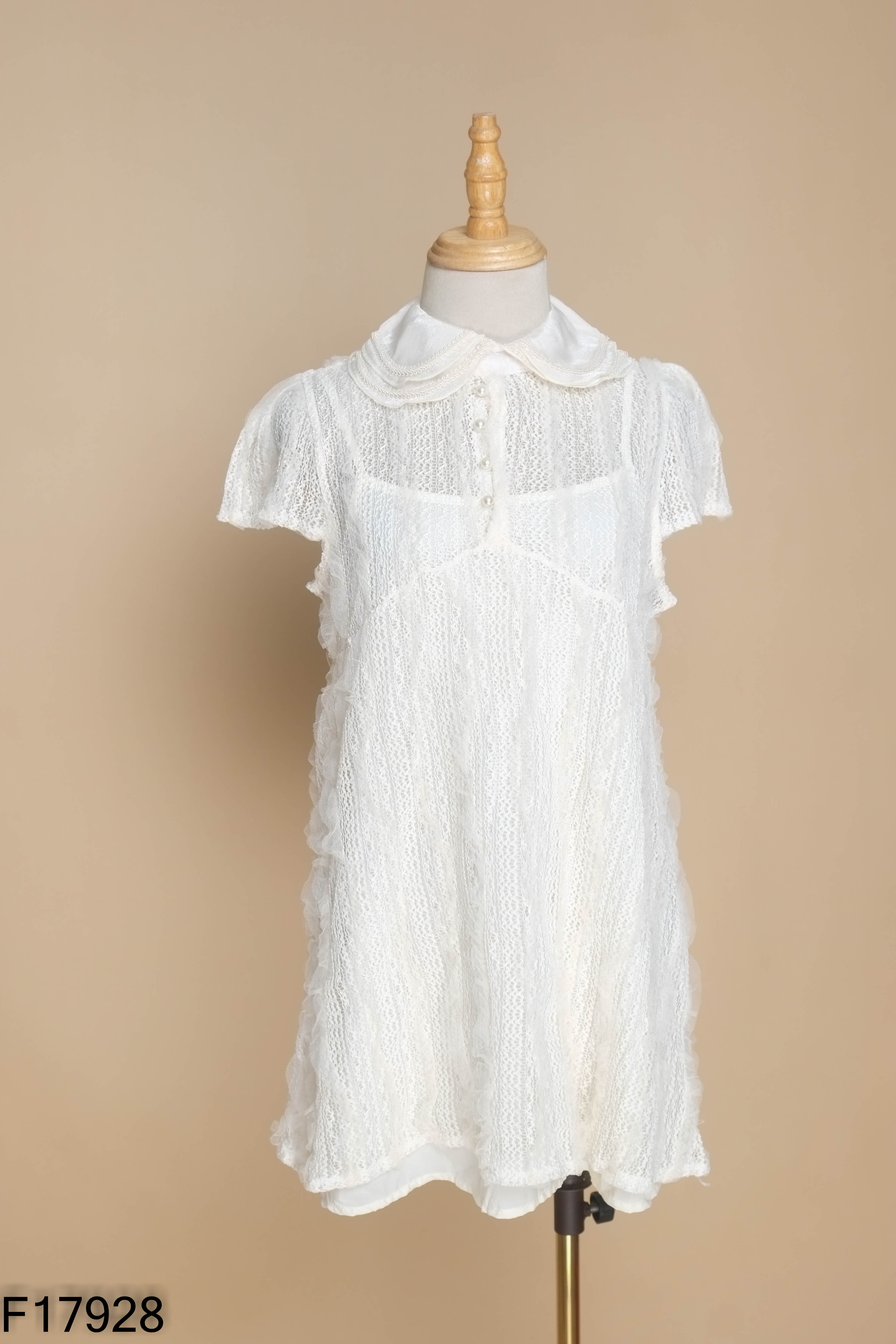 NEWTAG Váy ren trắng kem MINJI DESIGN BY H2 cổ sen (kèm lót)