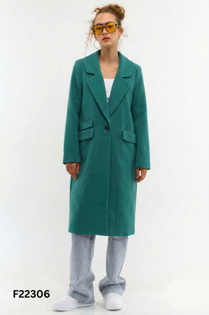Áo khoác xanh dài cổ vest