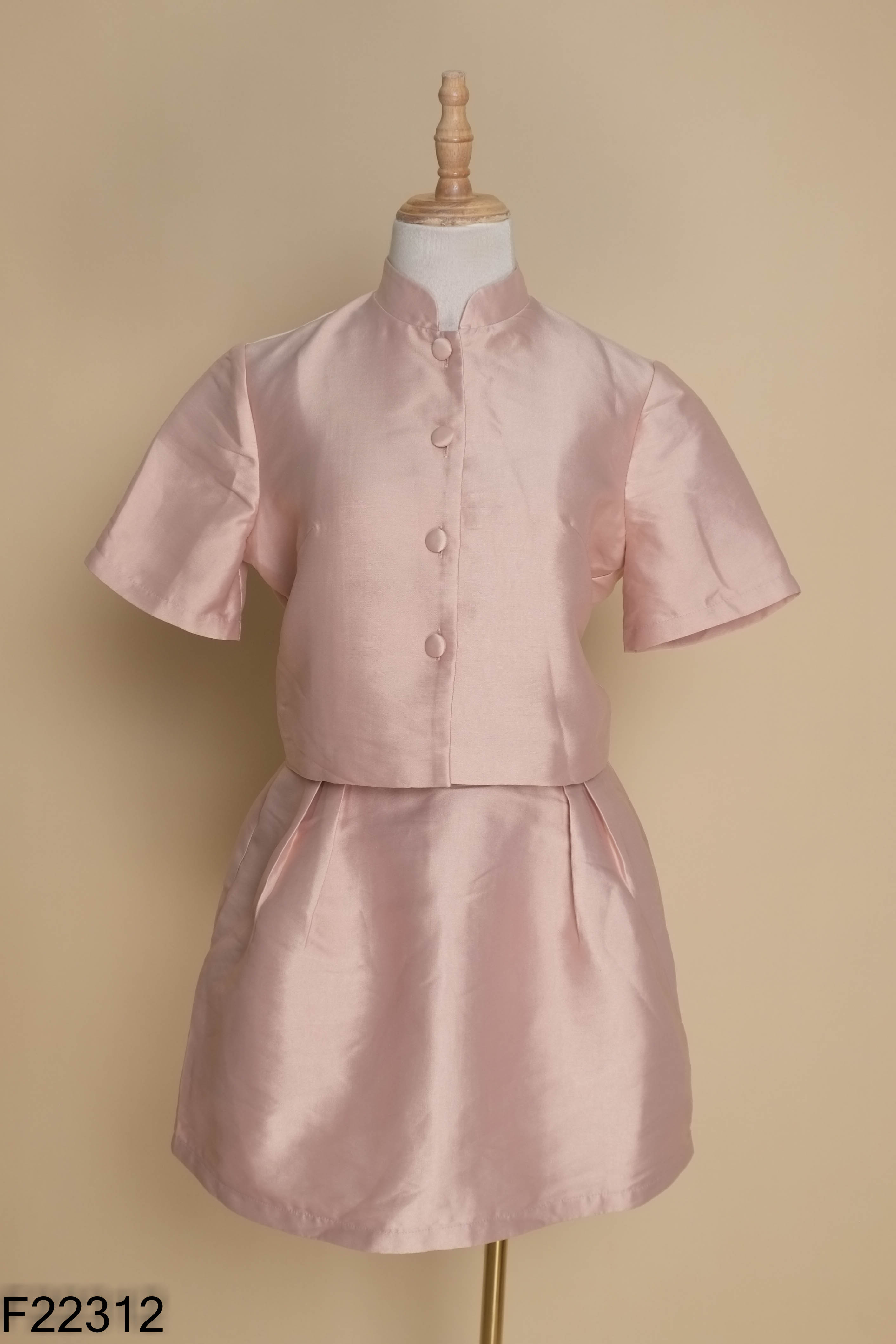 Set JOIE DES ROSES hồng áo kiểu + chân váy