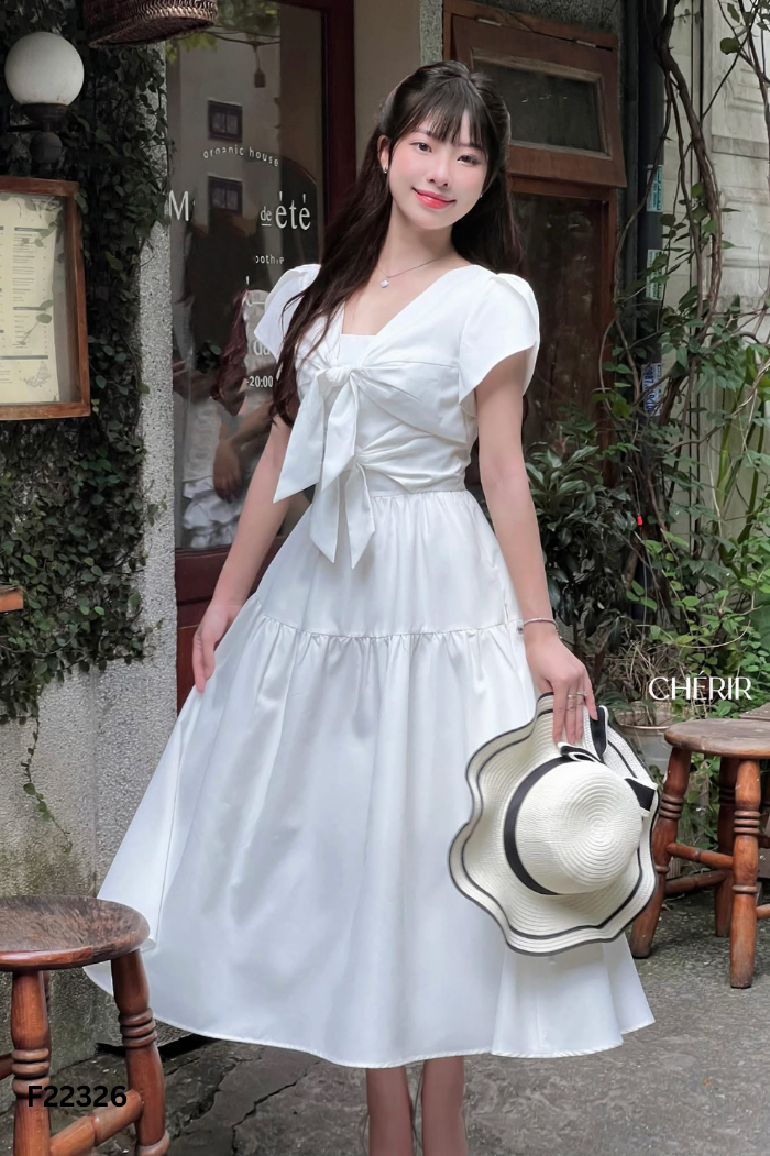 Váy trắng CHERIR thắt nơ