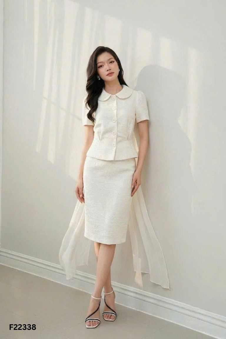 SET áo gấm cổ bèo+ chân váy dài