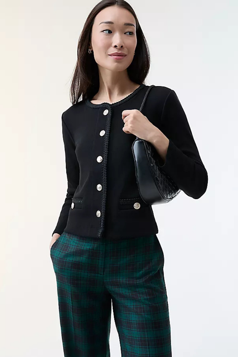 Áo cardigans ANN TAYLOR đen cúc 2 túi