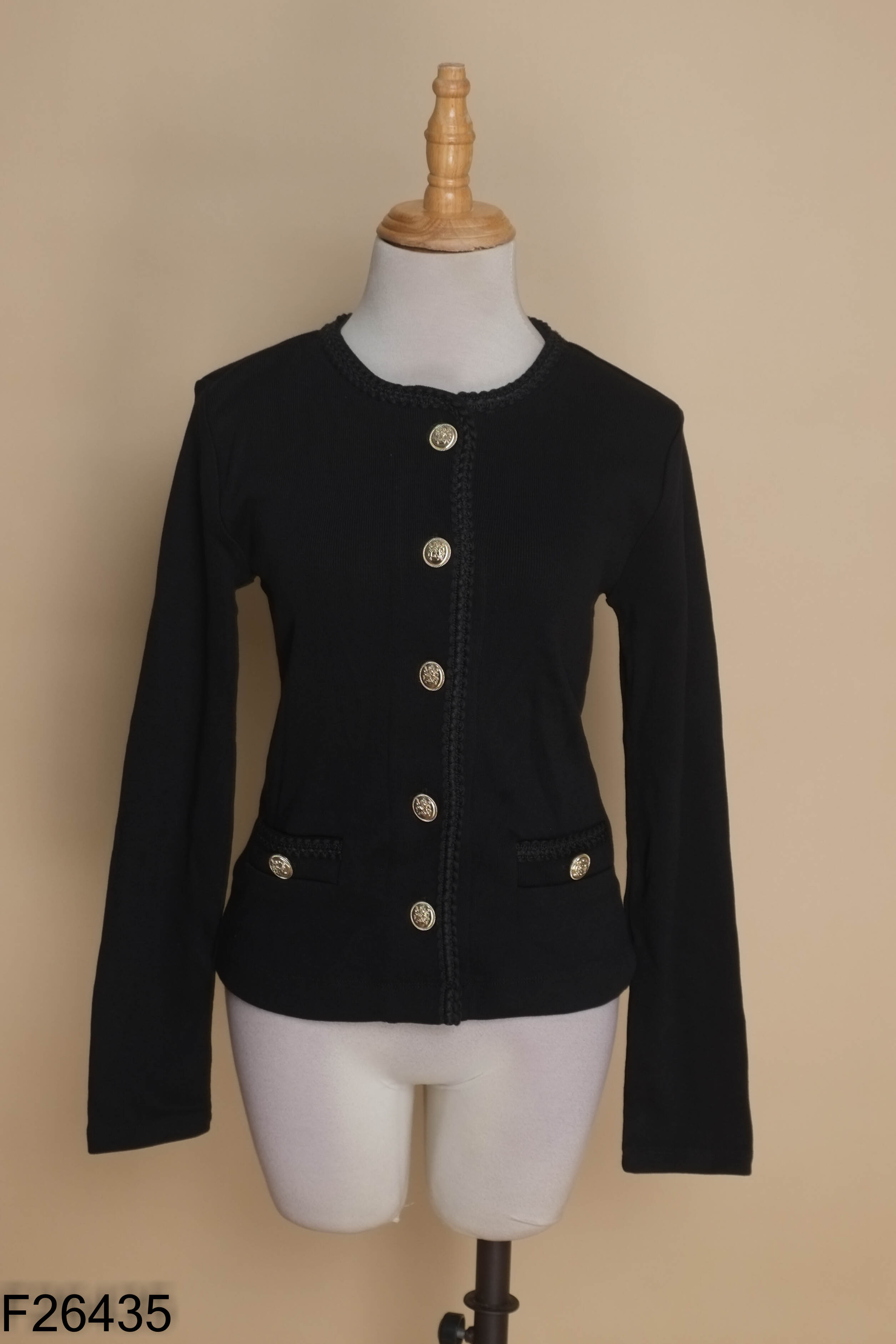 Áo cardigans ANN TAYLOR đen cúc 2 túi