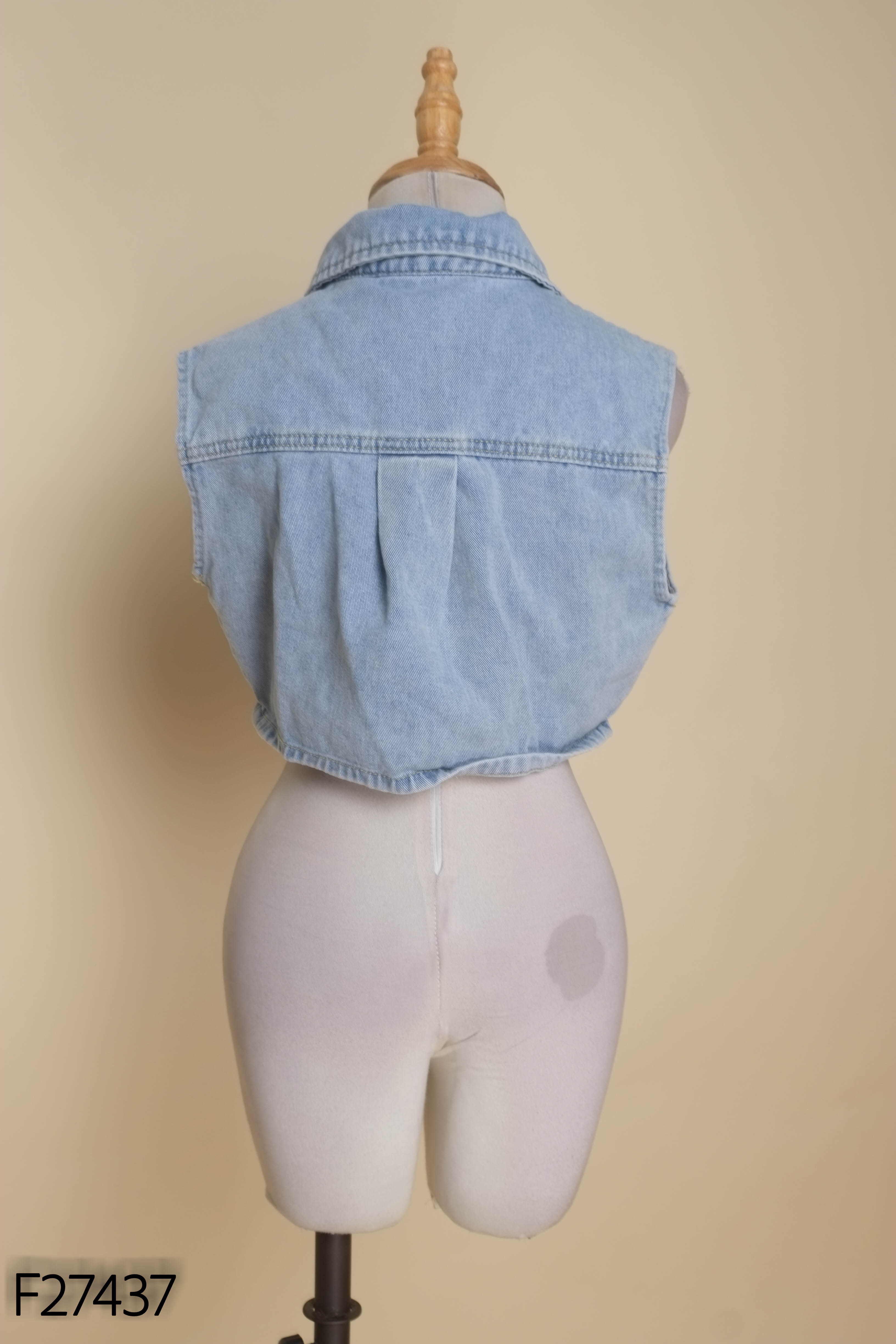 Áo gile jeans xanh