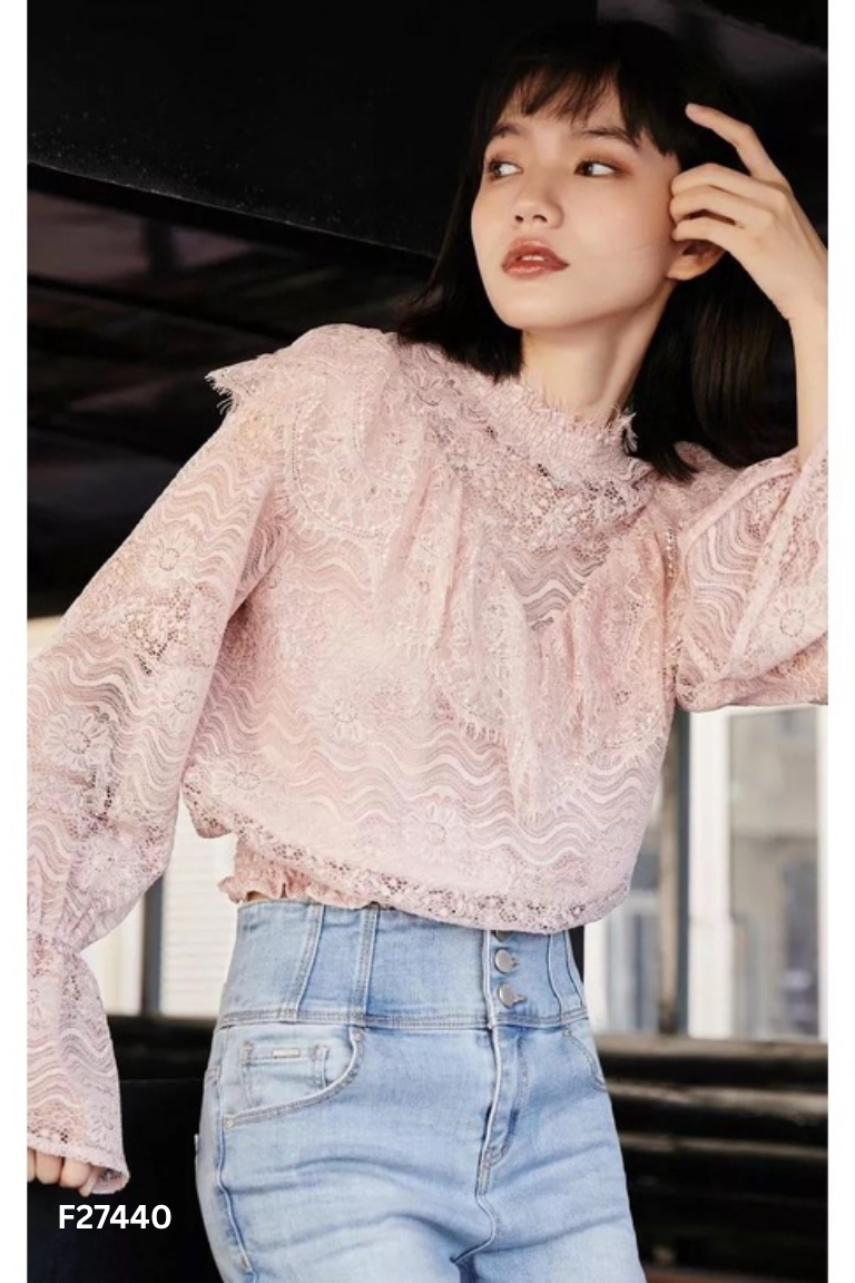 Áo ren hồng VERO MODA crotop