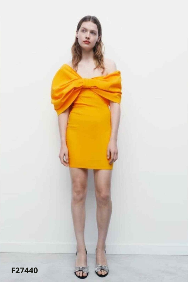 NEWTAG Váy cam ZARA nơ ngực